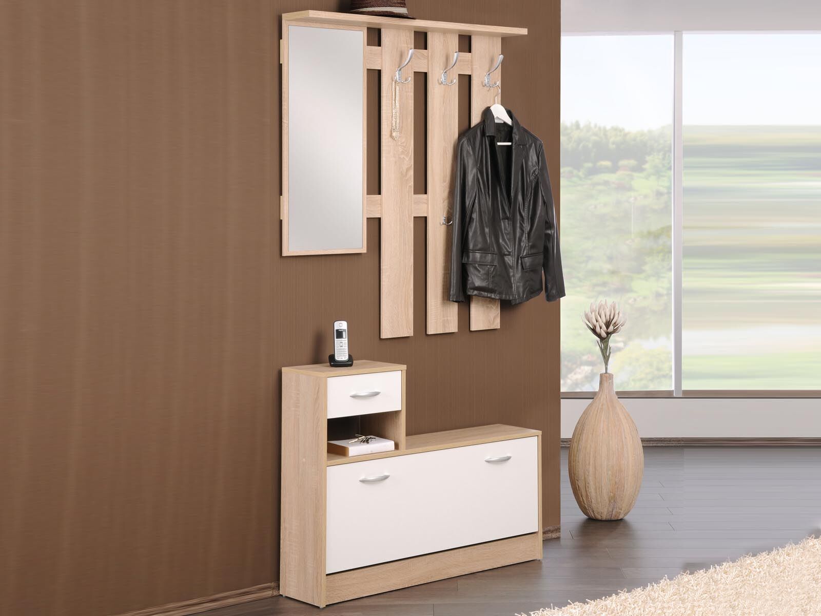 Vestiaire RUDY 1 deur 1 lade sonoma/wit 