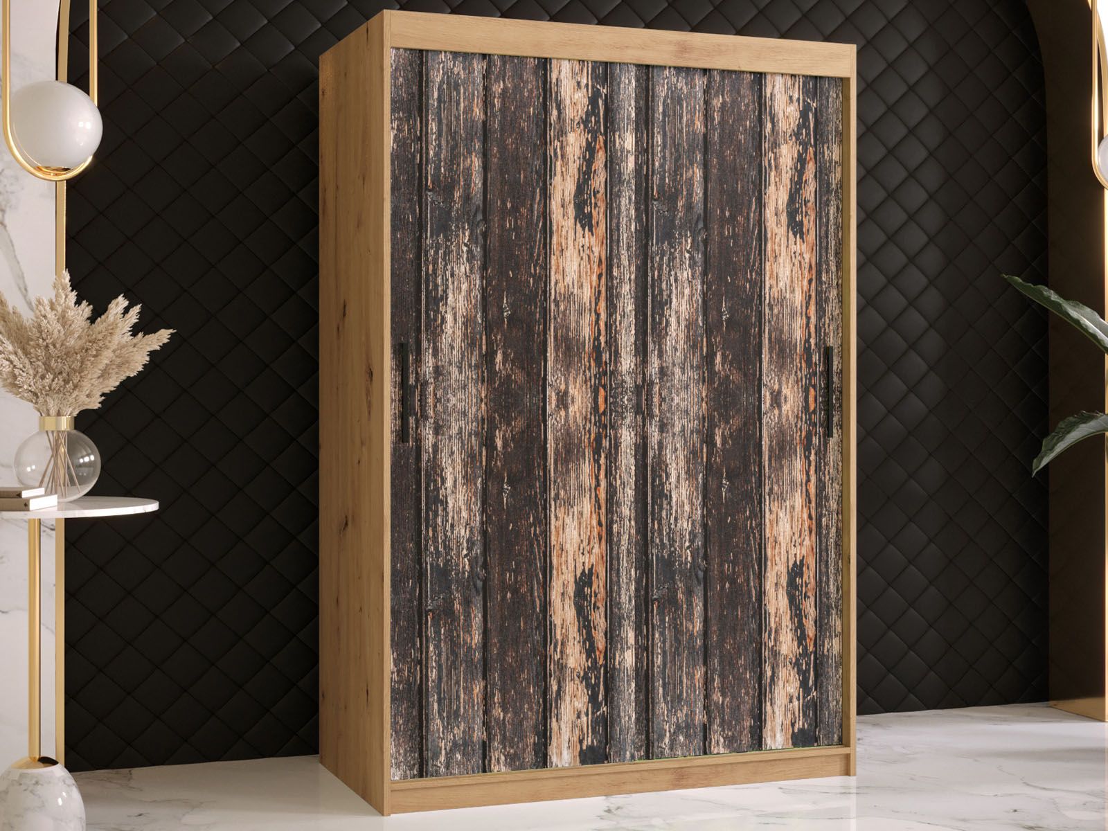 Kledingkast TODY 2 schuifdeuren 120 cm artisan eik 