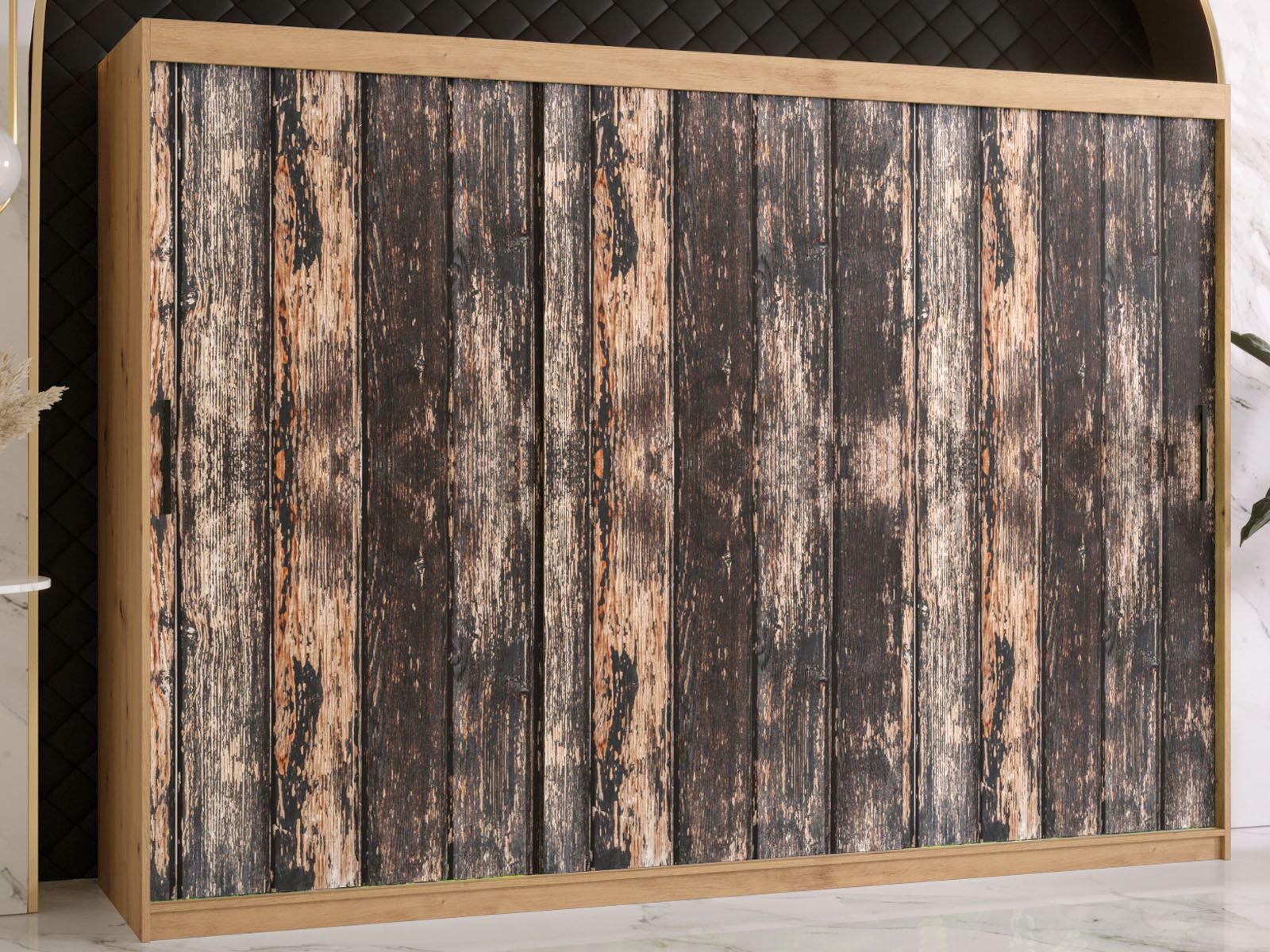 Kledingkast TODY 2 schuifdeuren 250 cm artisan eik 