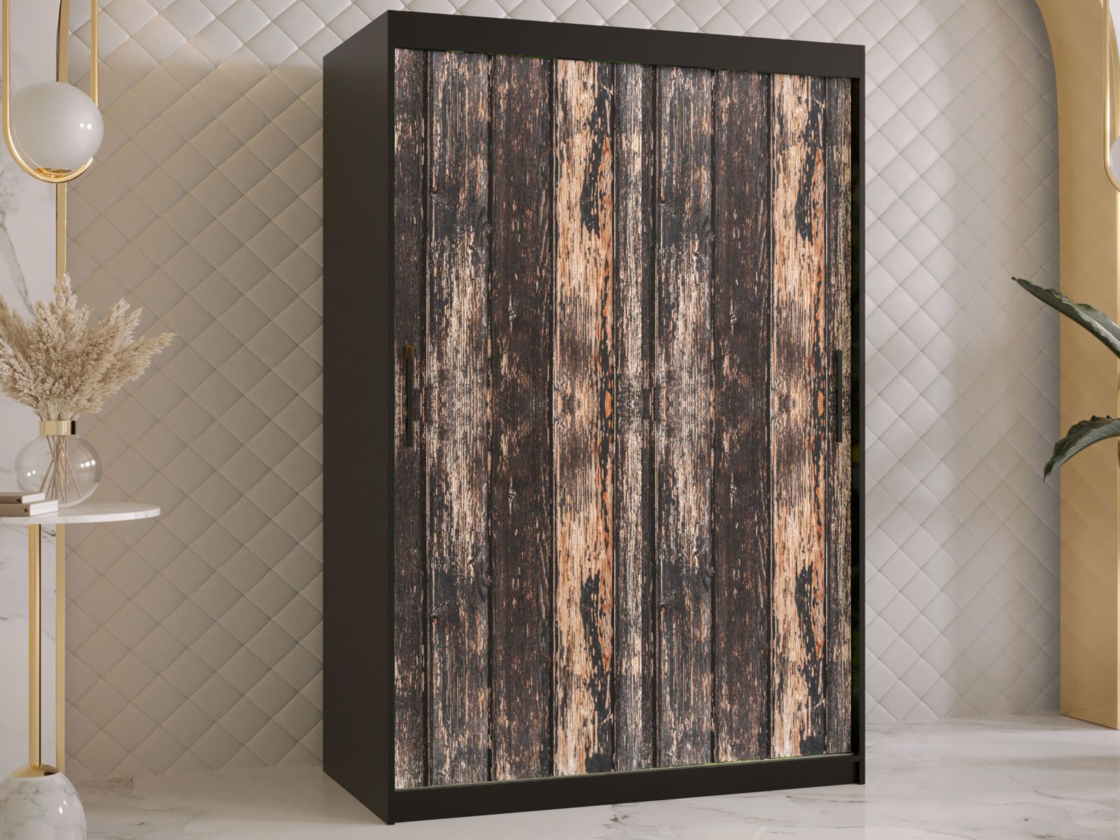 Kledingkast TODY 2 schuifdeuren 120 cm mat zwart 