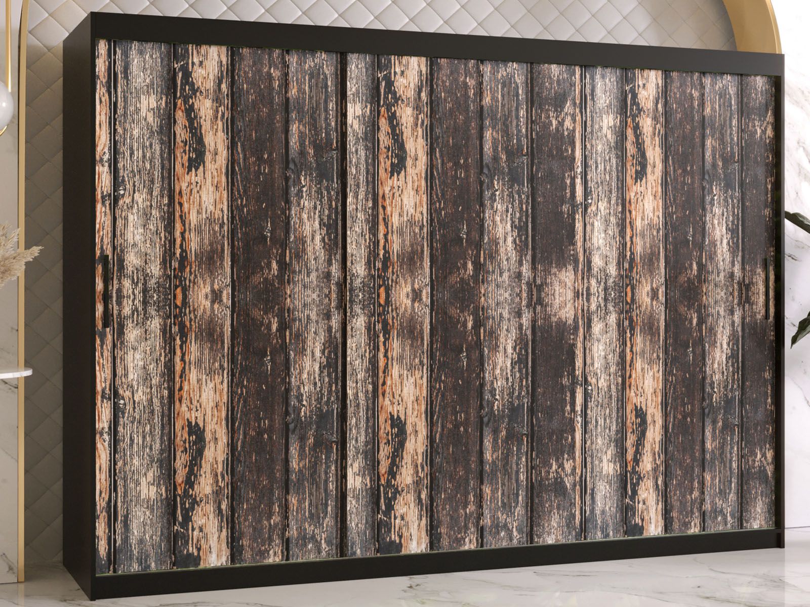 Kledingkast TODY 2 schuifdeuren 250 cm mat zwart 