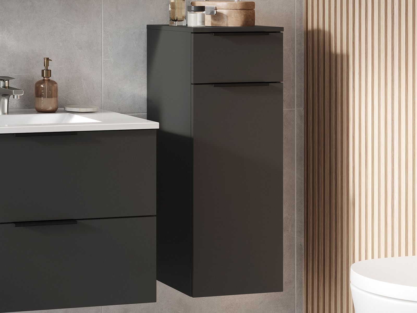 Kolomkast CANTONA 1 deur 1 lade grafiet 