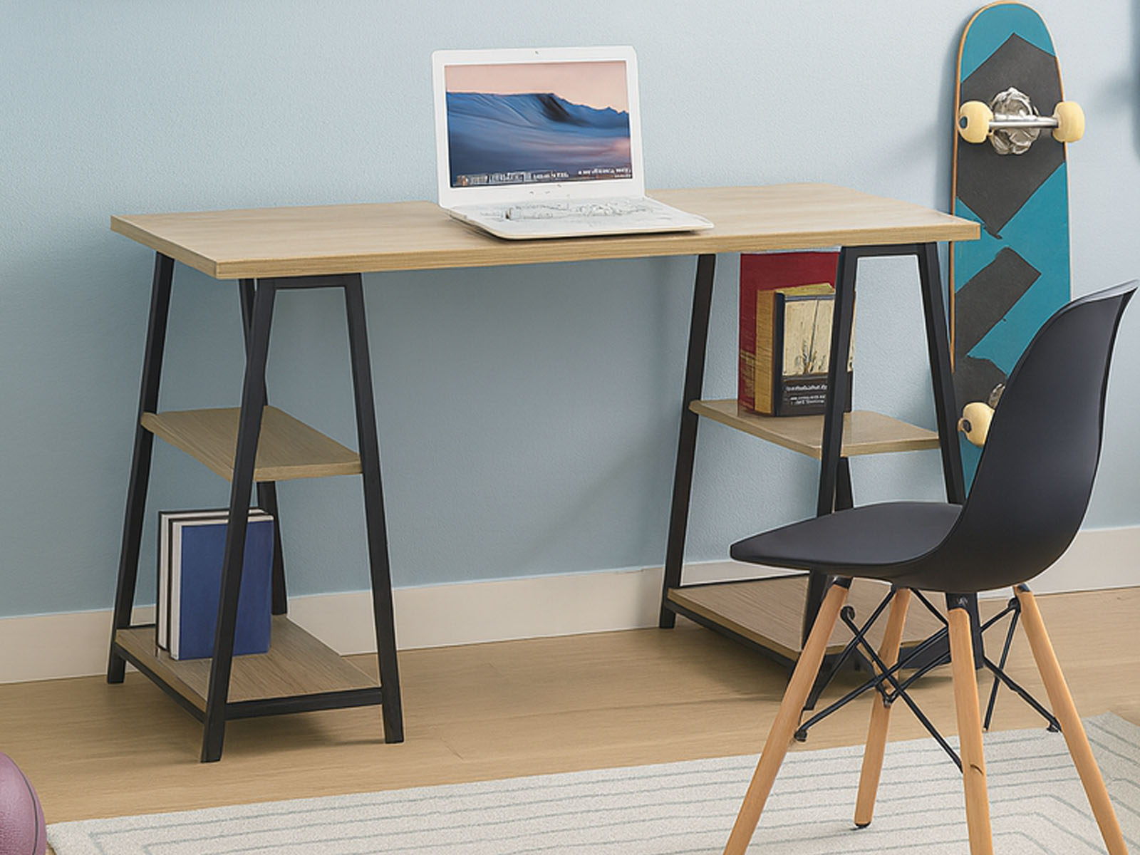 Bureau MALI 4 legplanken sonoma/zwart