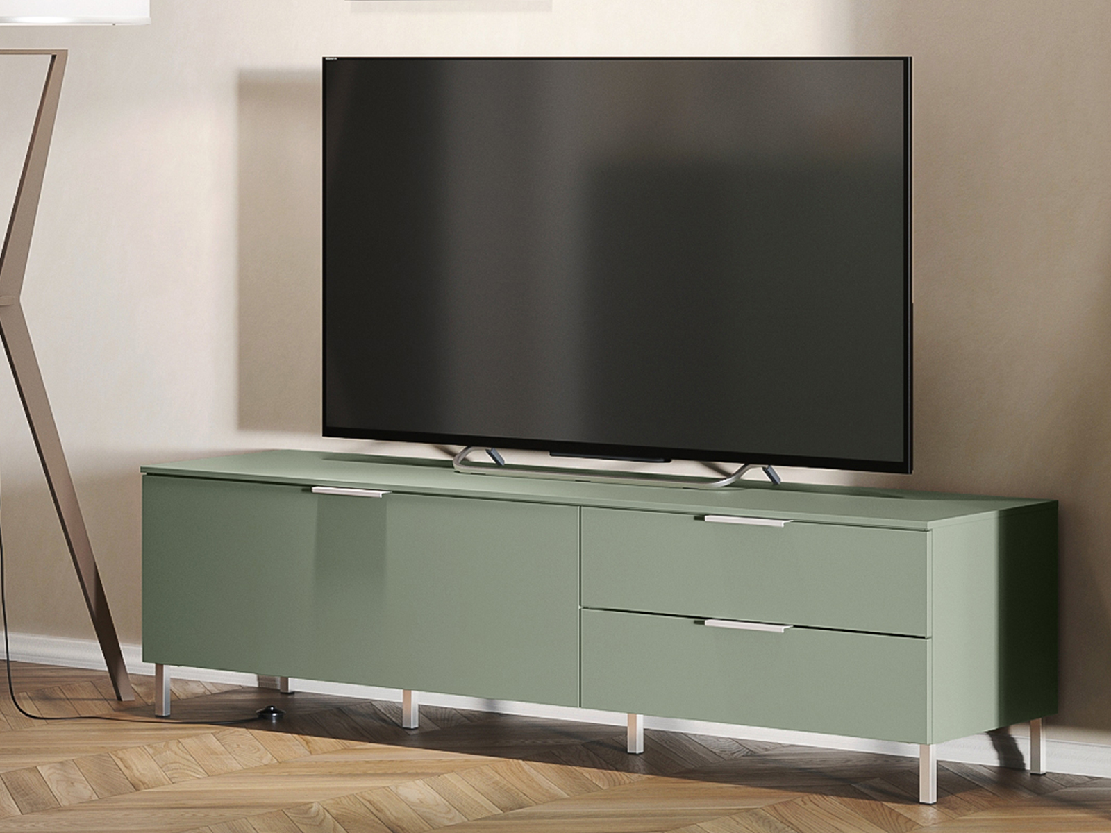 Tv-meubel KENOBI 1 deur 2 lades taupe groen
