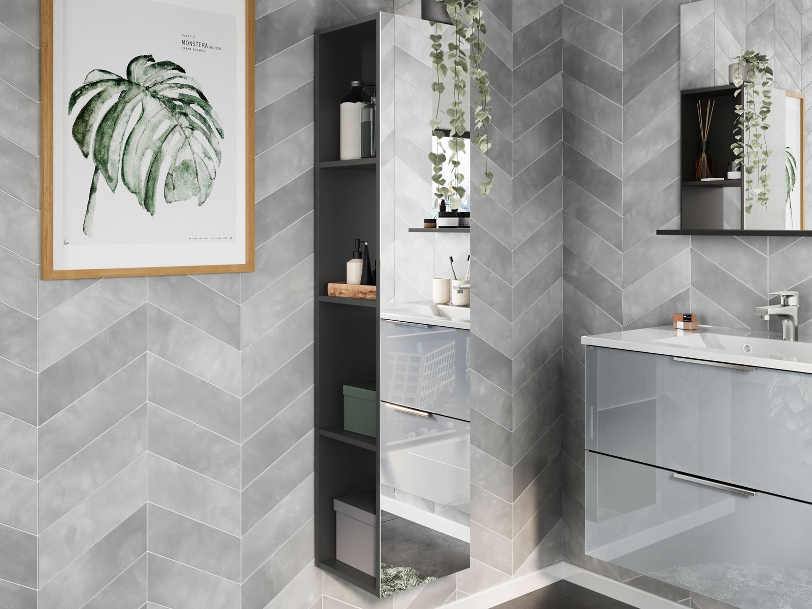 Kolomkast VASILIO 4 vakken grafiet 