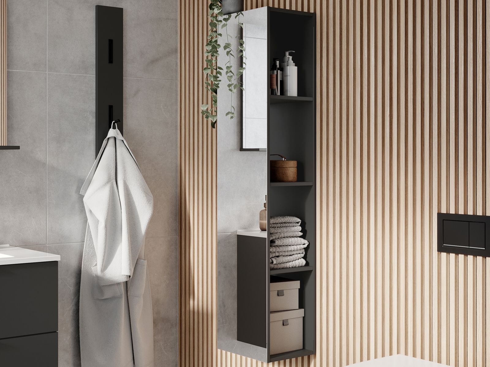 Kolomkast CANTONA 4 vakken grafiet 