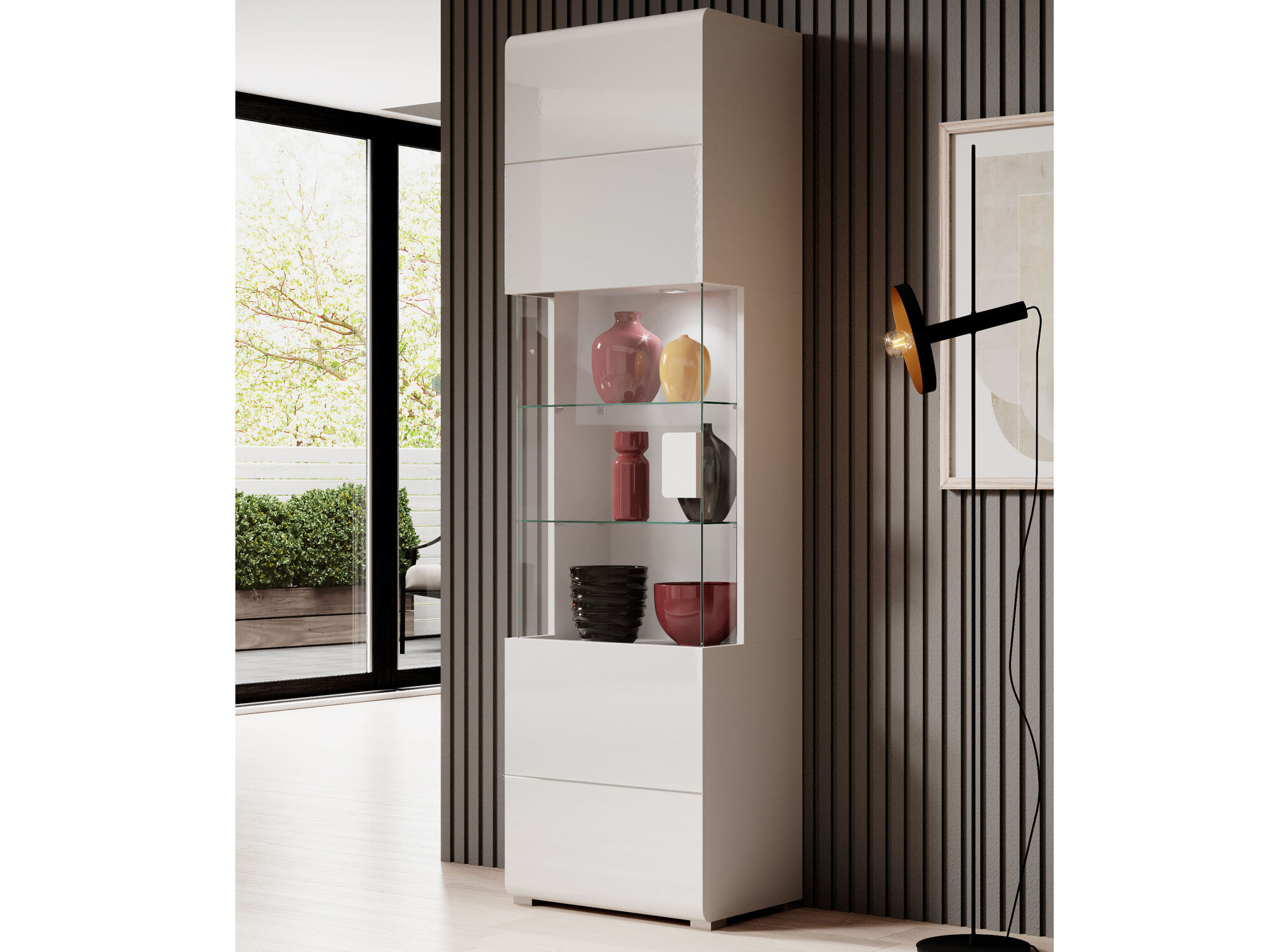 Kolomkast TOMASSON 1 deur wit/hoogglans wit