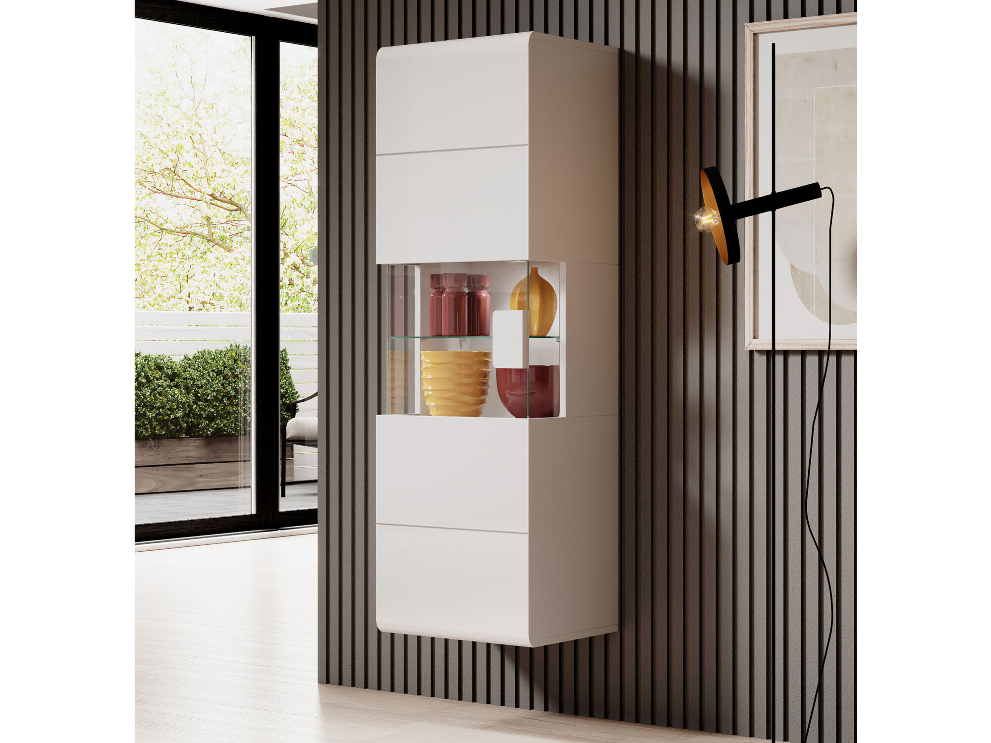 Wandkast TOMASSON 1 deur wit/hoogglans wit