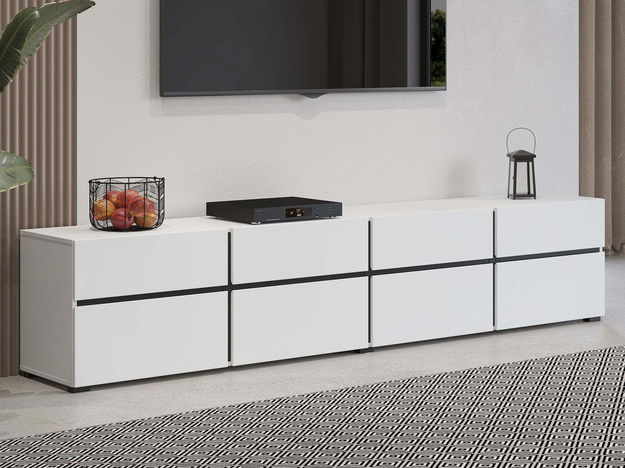 Tv-meubel CROSSAIR 4 klapdeuren 4 lades wit 