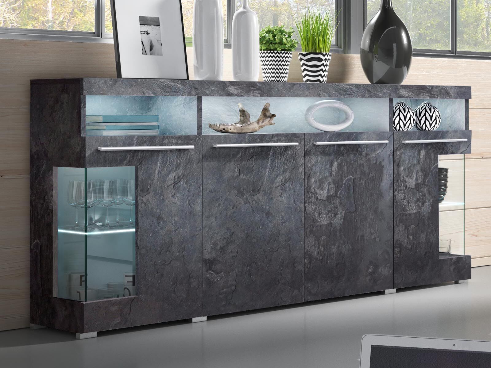 Commode LABEL 4 deuren kleurrijke leisteen