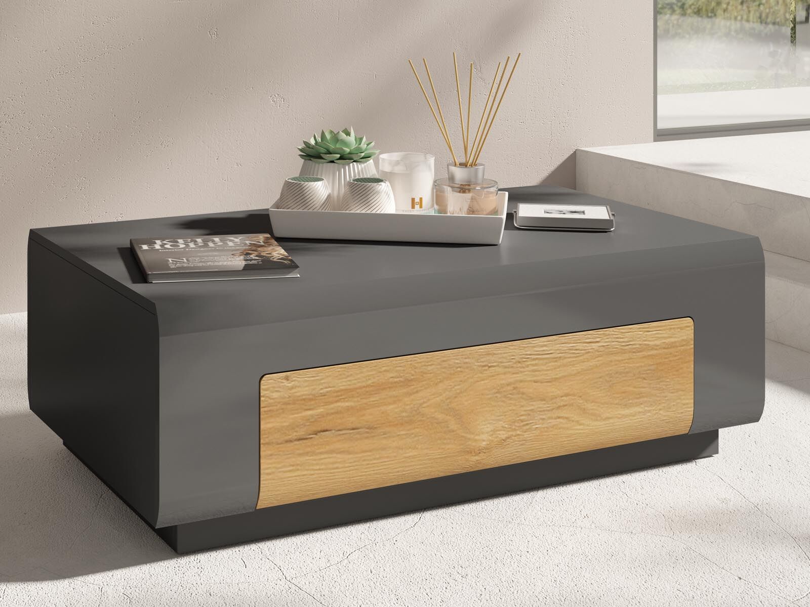 Salontafel rechthoekig TORERO 110 cm grandson eik/antraciet 