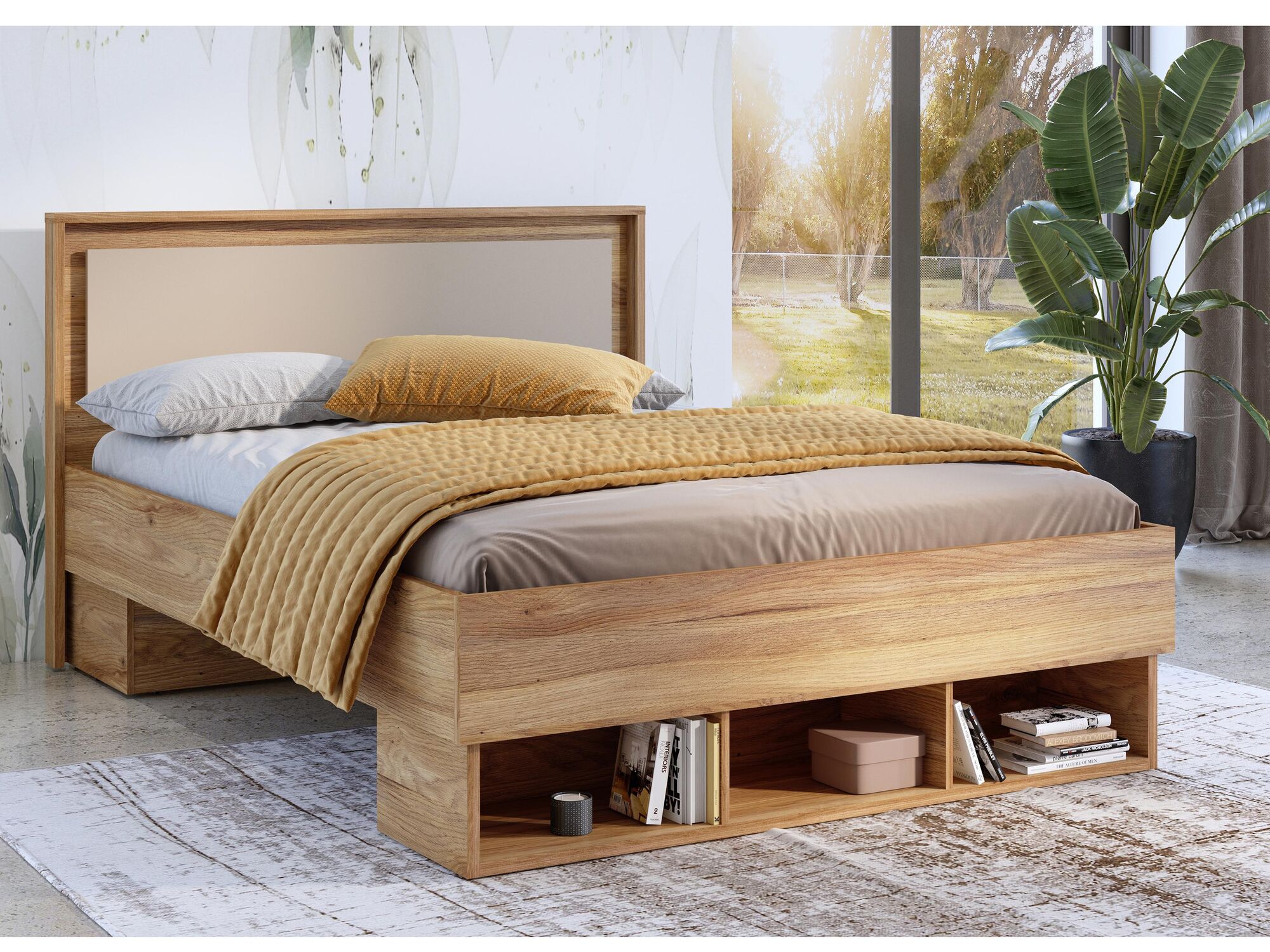 Bed IMPALUNA 140x200 cm mauvella eik