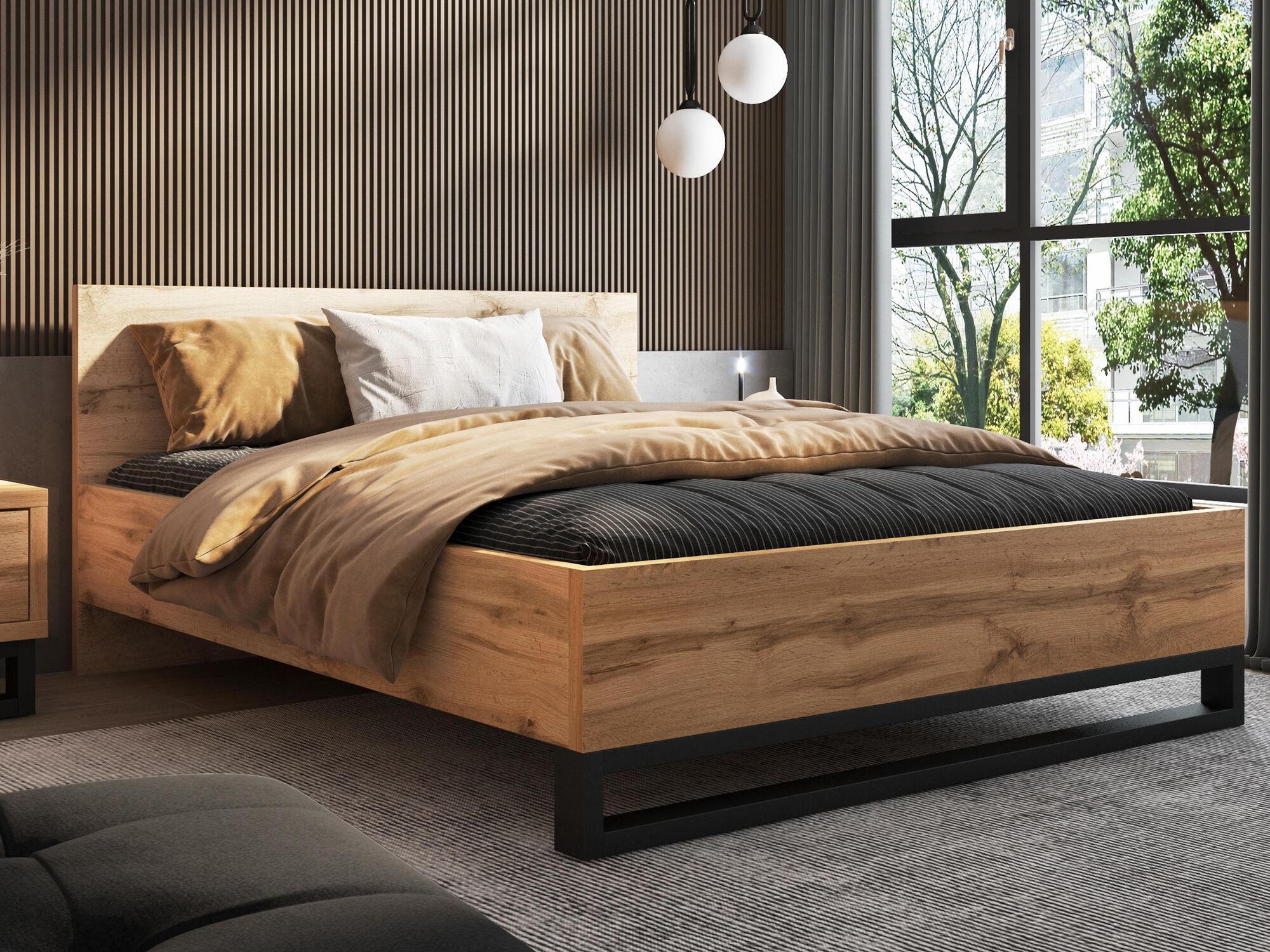 Bed HAMETTE 160x200 cm wotan eik
