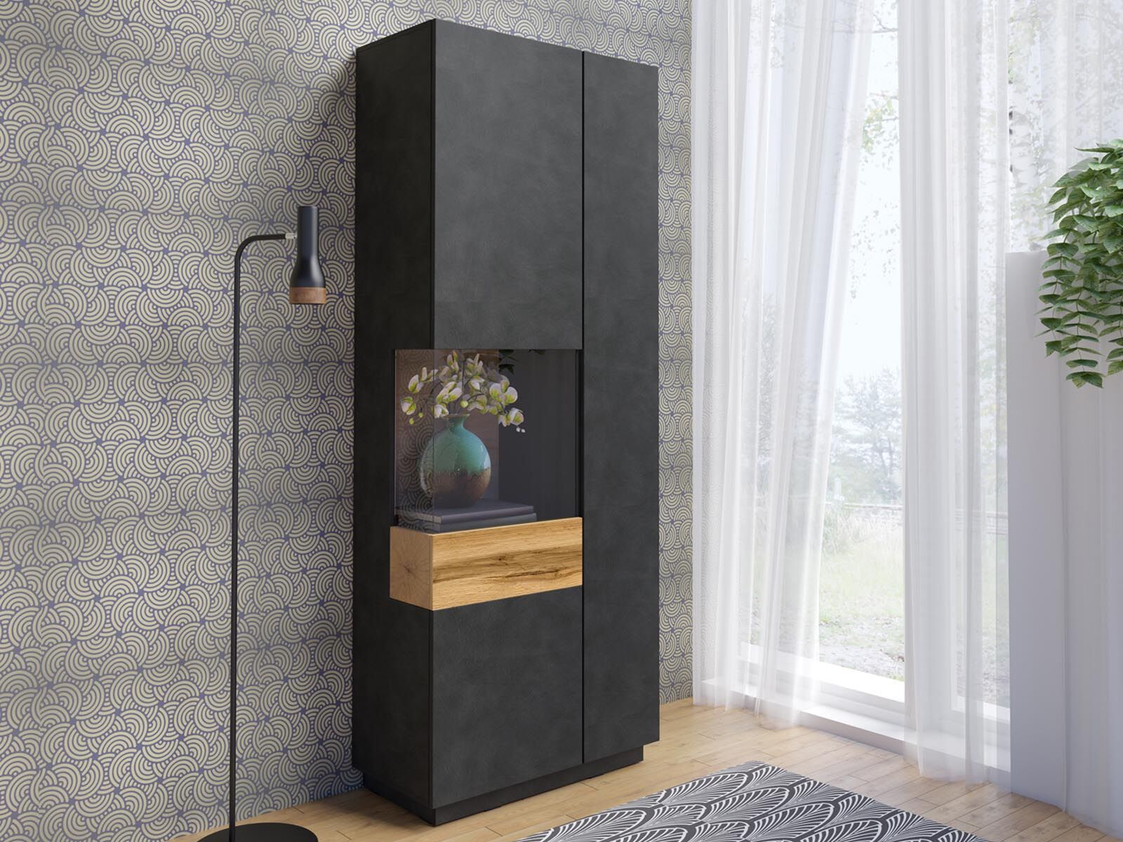 Vitrine SILAC 2 deuren (links) matera/wotan eik