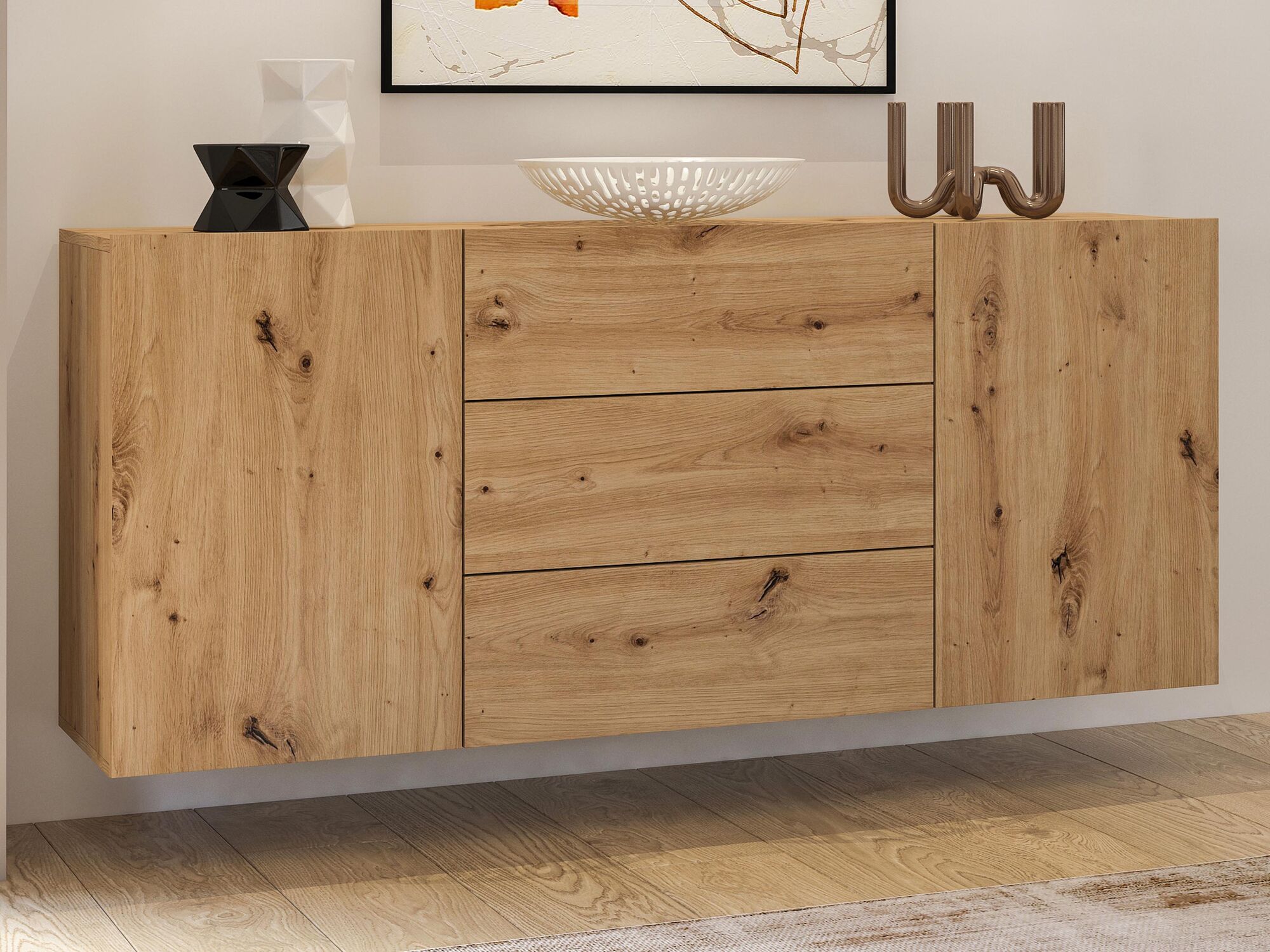 Dressoir AVATAR 2 deuren 3 lades artisan eik