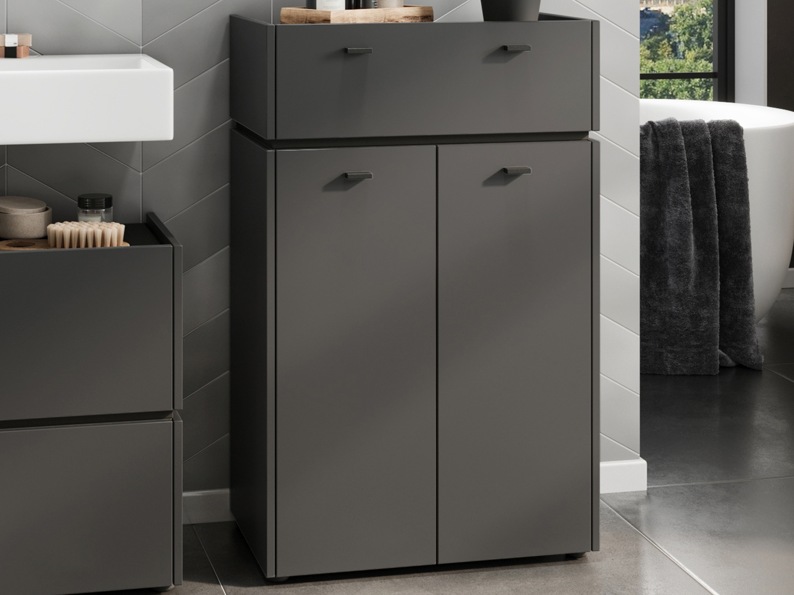 Badkamerkast MODORI 2 deuren 1 lade grijs