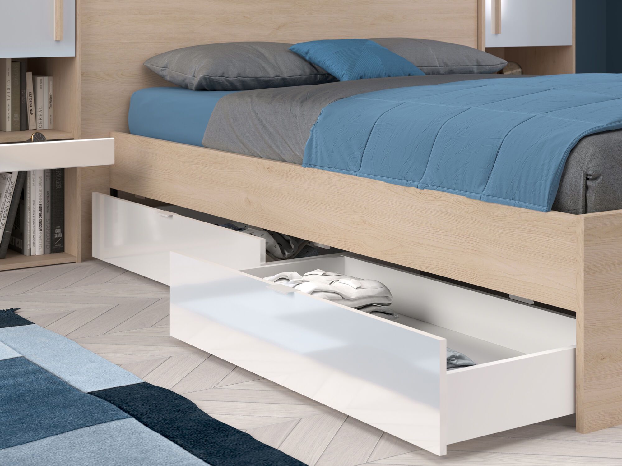 Set van 2 lades BRIDANI hoogglans wit