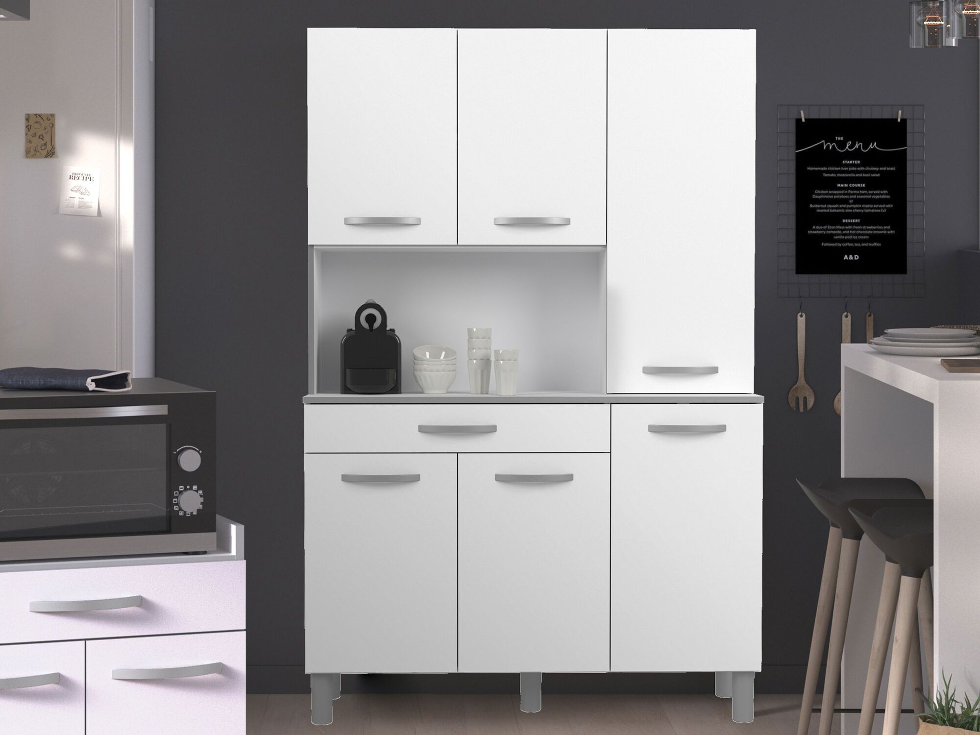 Buffetkast IZA 6 deuren 1 lade 120 cm wit 