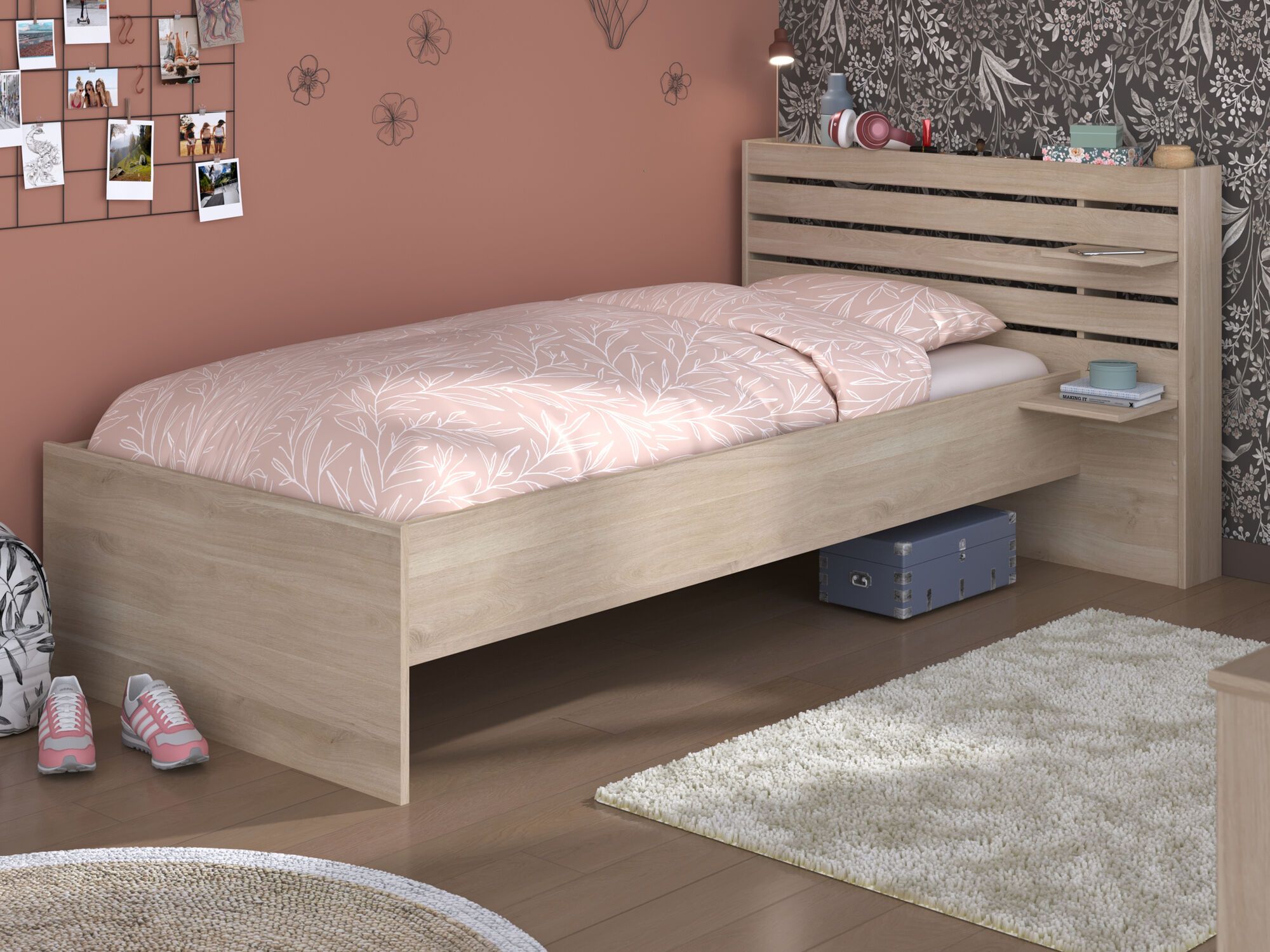 Eenpersoonsbed ESCALADE 90x200 cm japanse eik