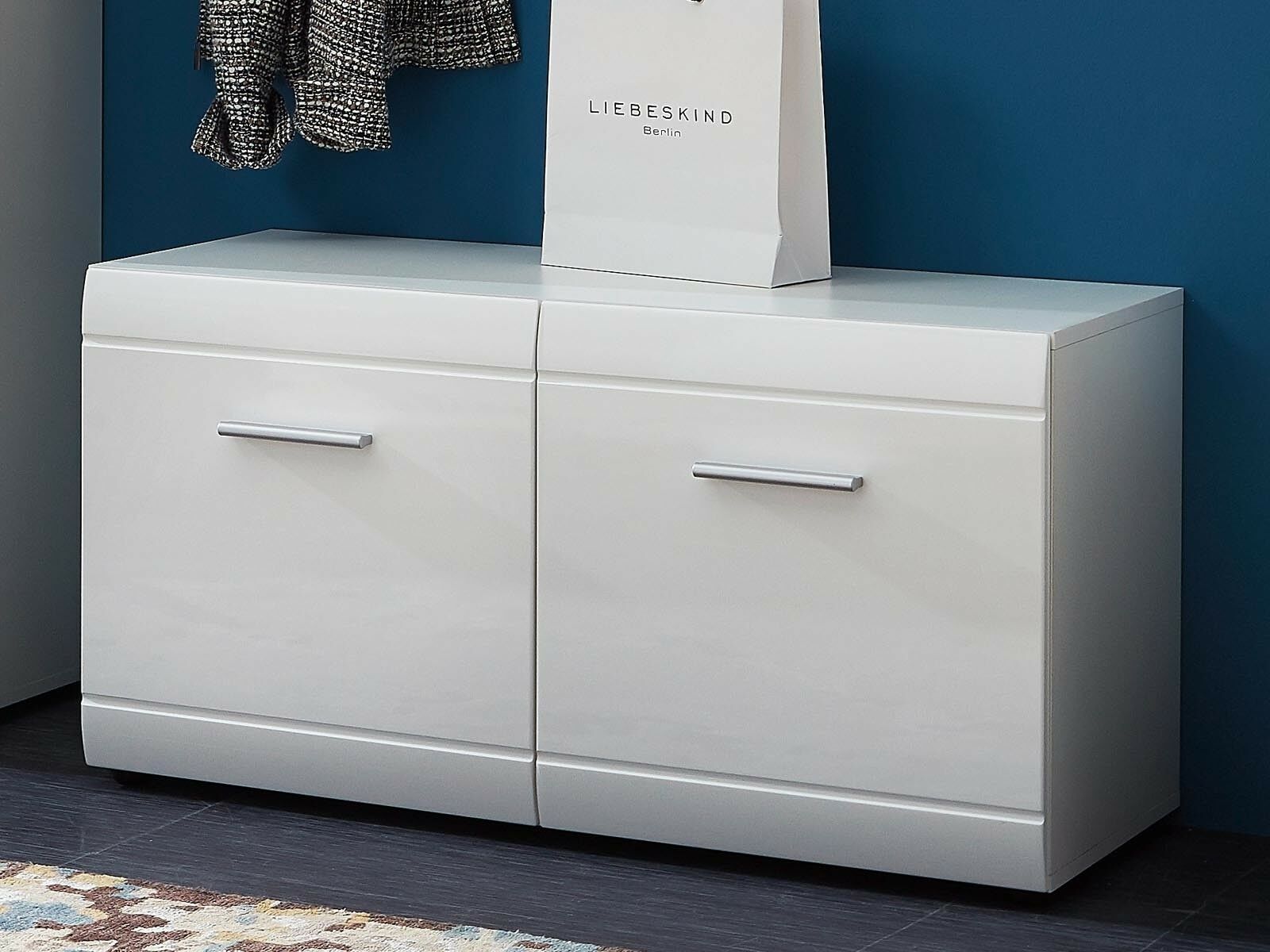 Schoenenbank PITTA 2 deuren hoogglans wit