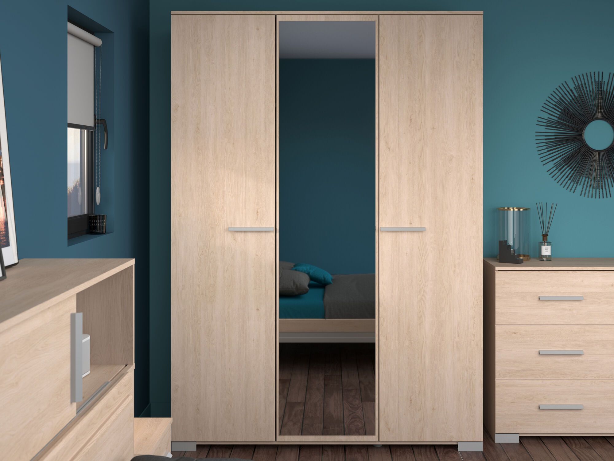 Kledingkast EKLAKO 3 deuren brooklyn eik 