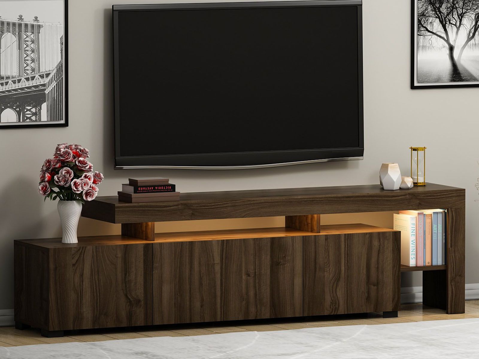 Tv-meubel BELINI 3 deuren walnoot