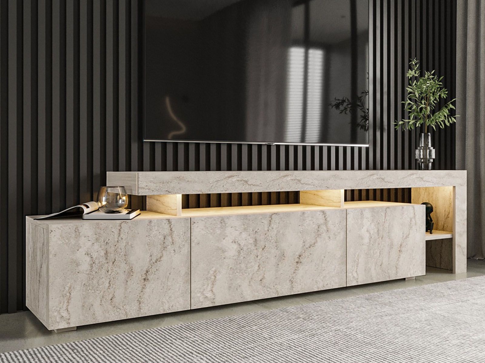 Tv-meubel BELINI 3 deuren travertijn