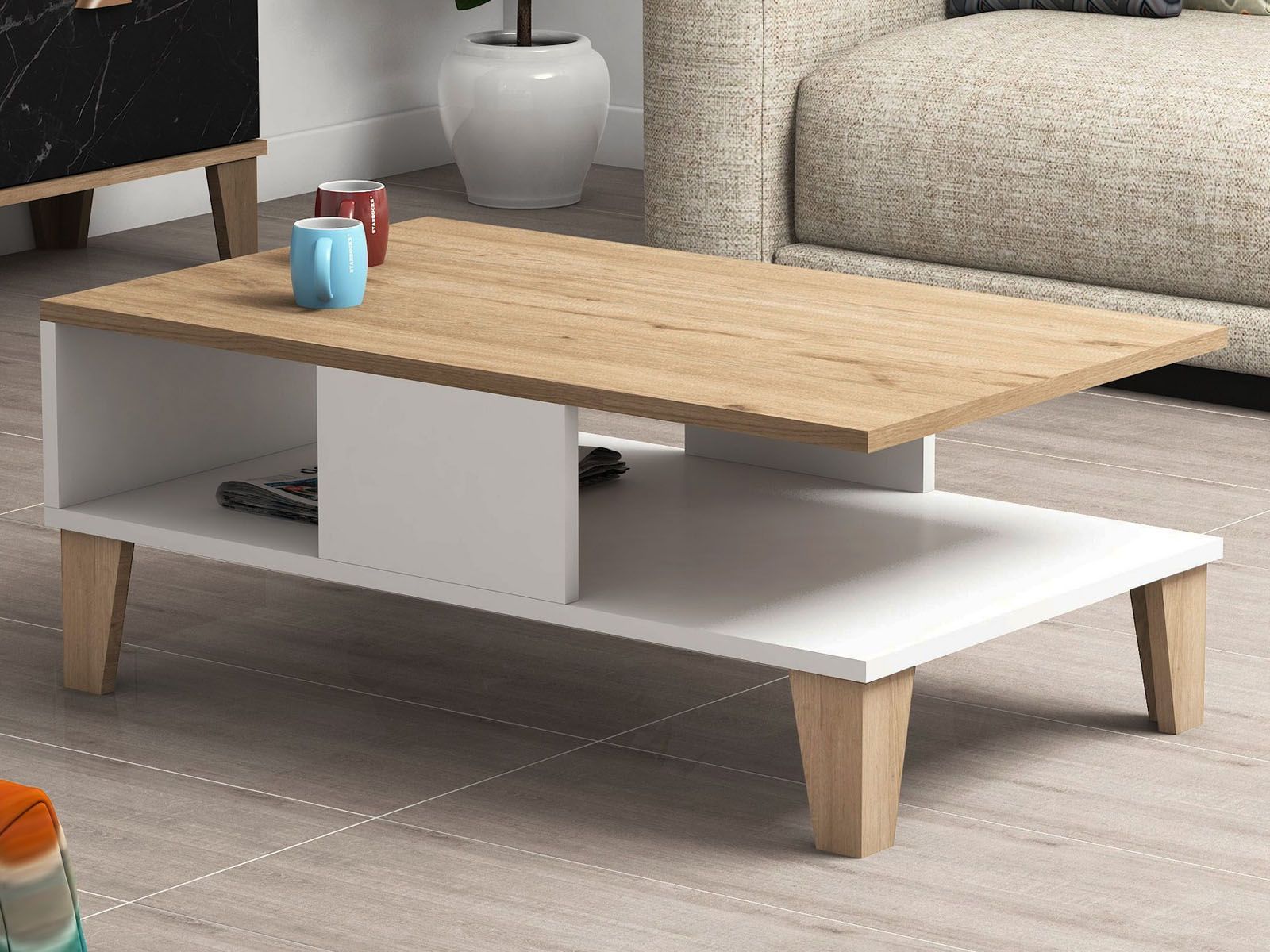 Salontafel SUMONIA eik/wit