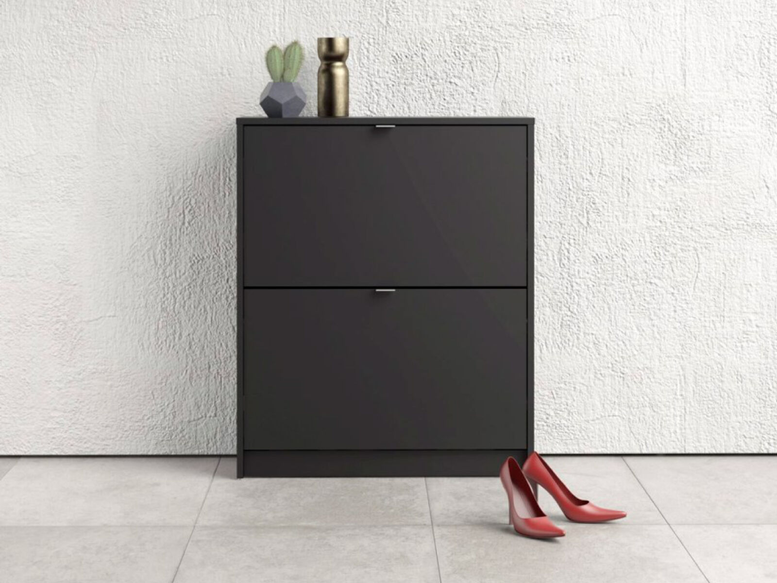 Schoenenkast SHANA 2 deuren mat zwart 