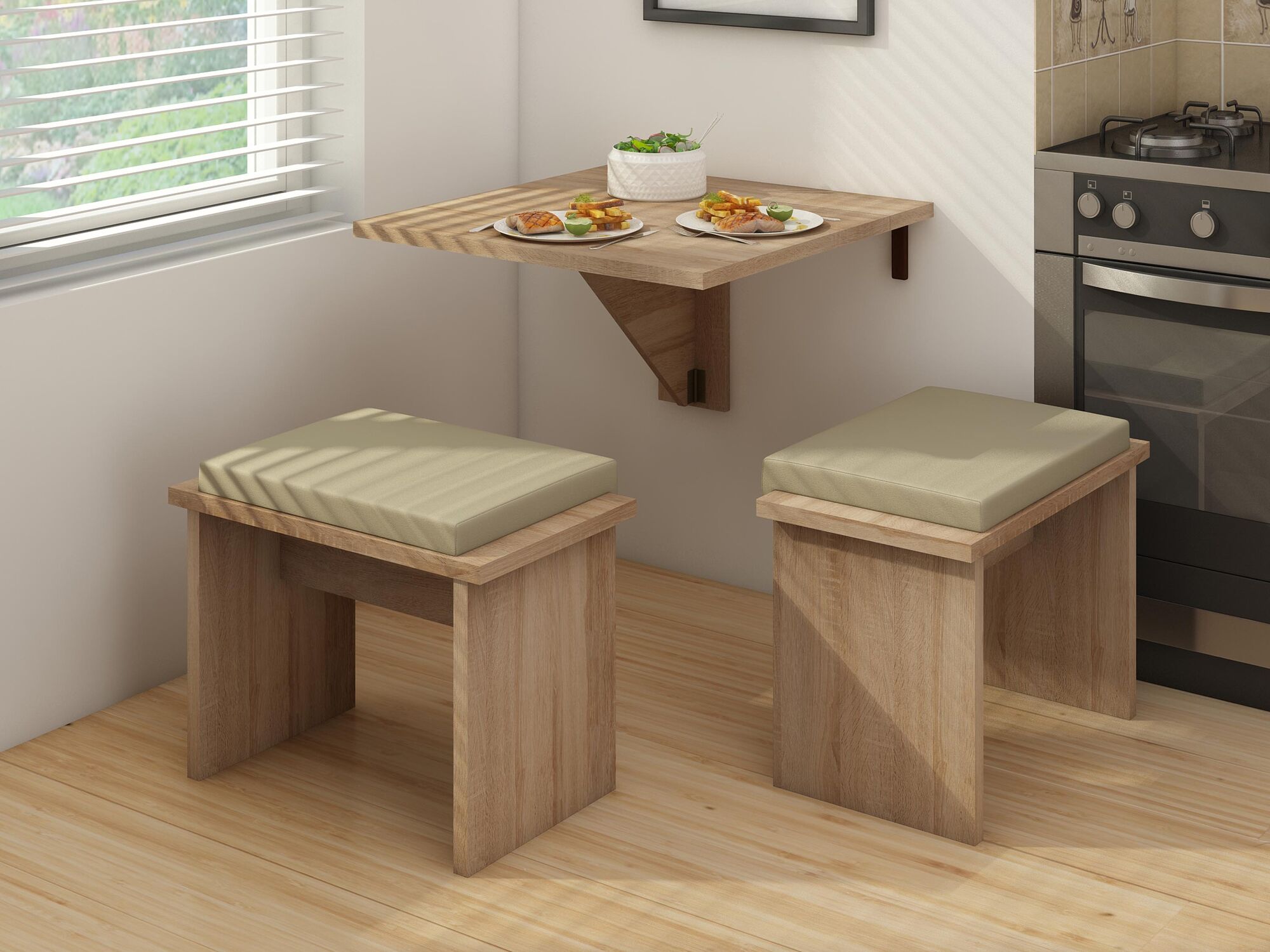 Uitklapbare eettafel HOMINI 70 cm sonoma 