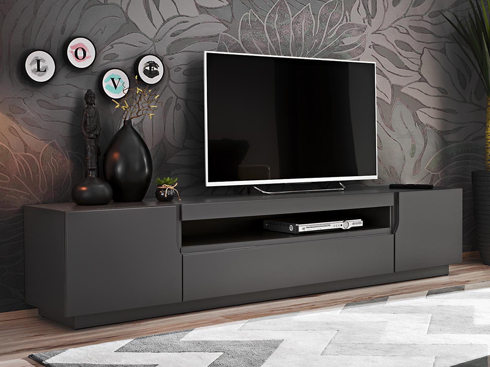 Tv-meubel EASTER 3 deuren mat grijs 