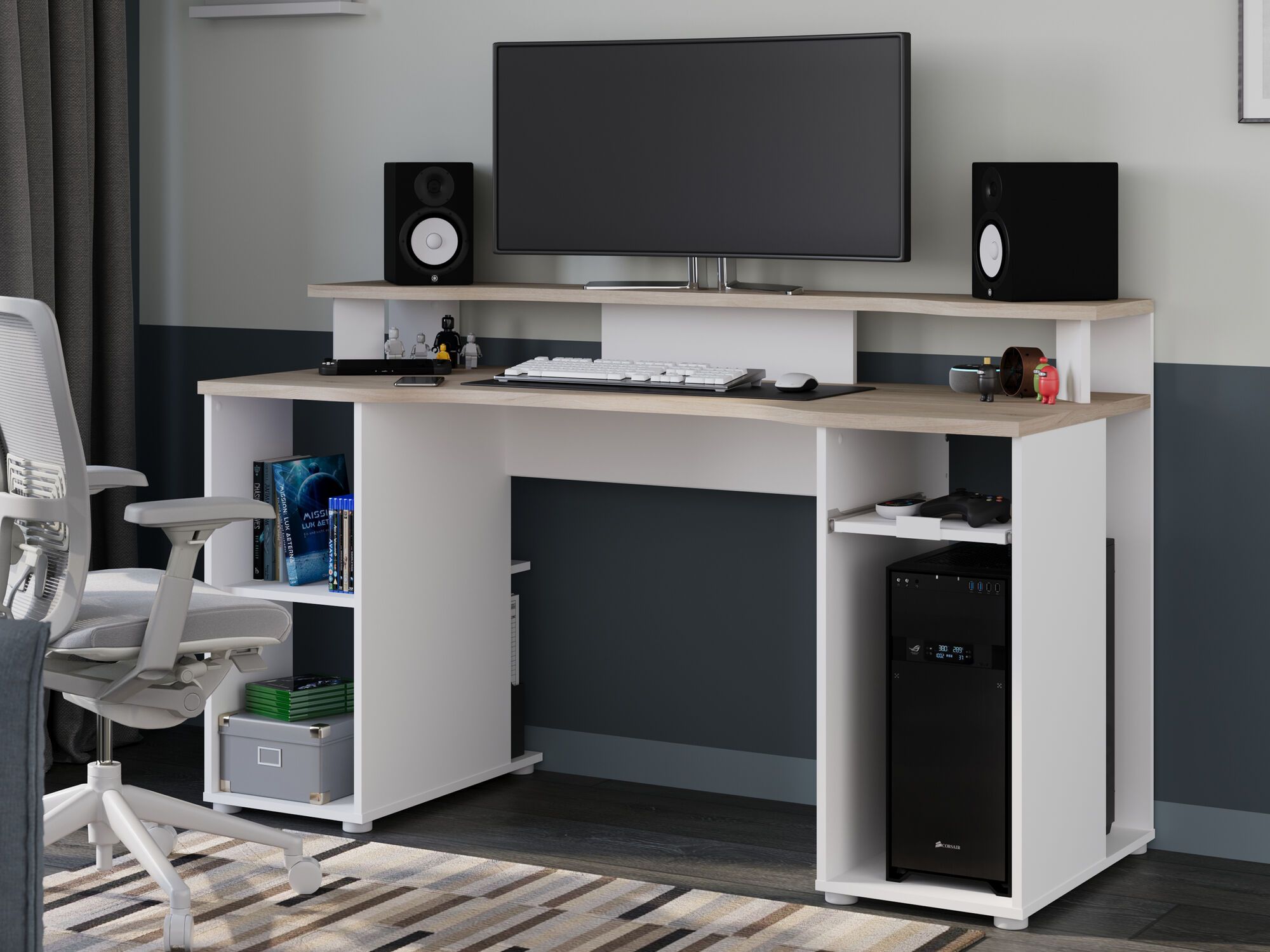Bureau GAMER 150 cm wit 