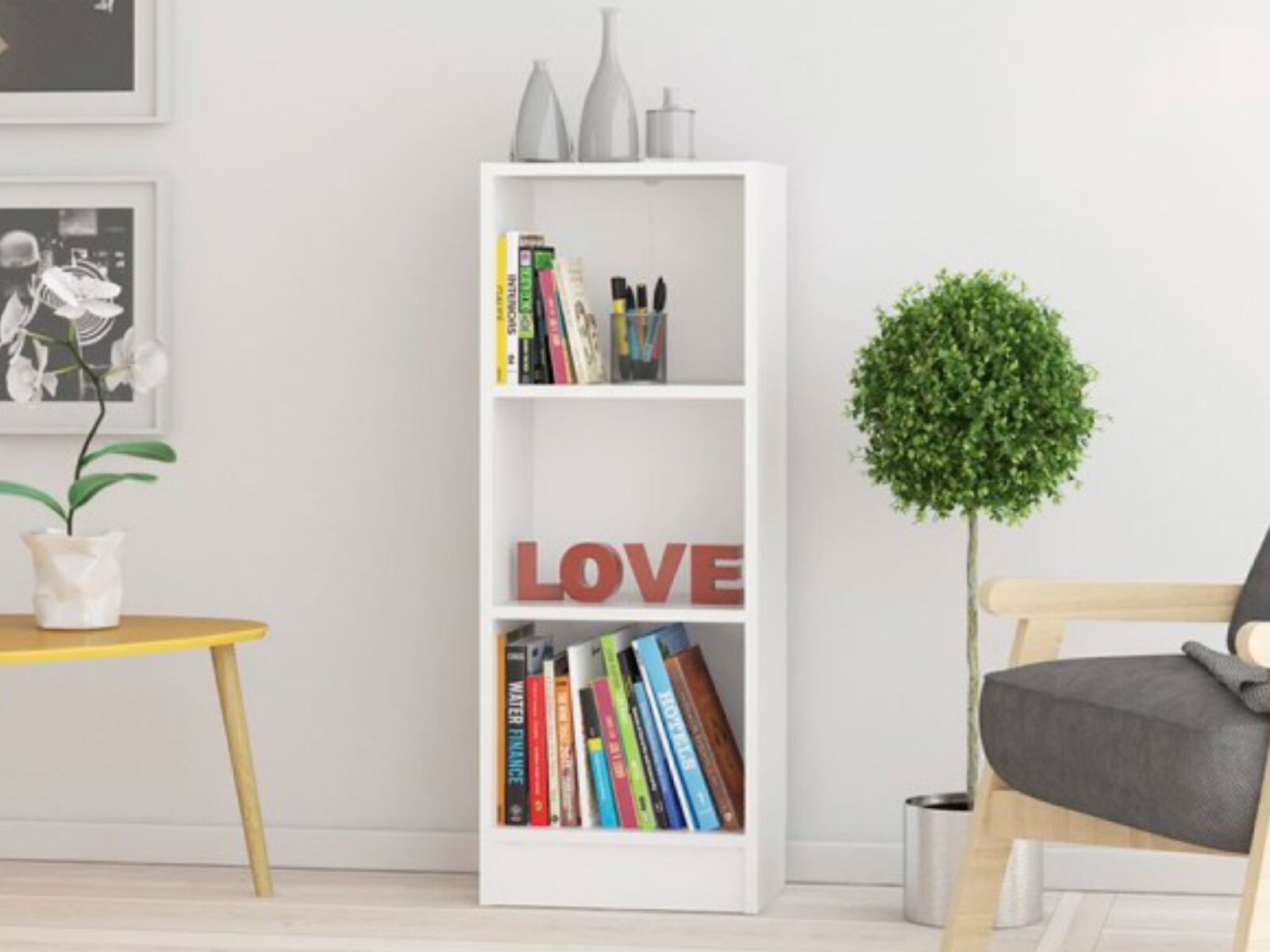 Bibliotheek BASILE 3 vakken wit 