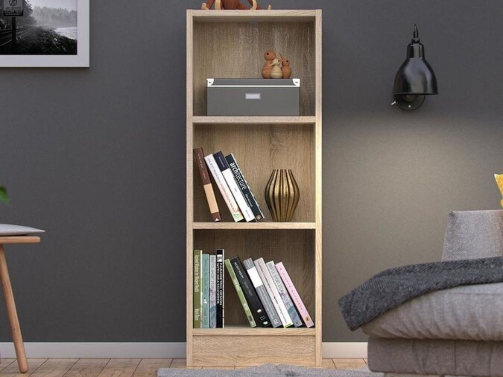 Bibliotheek BASILE 3 vakken eik 