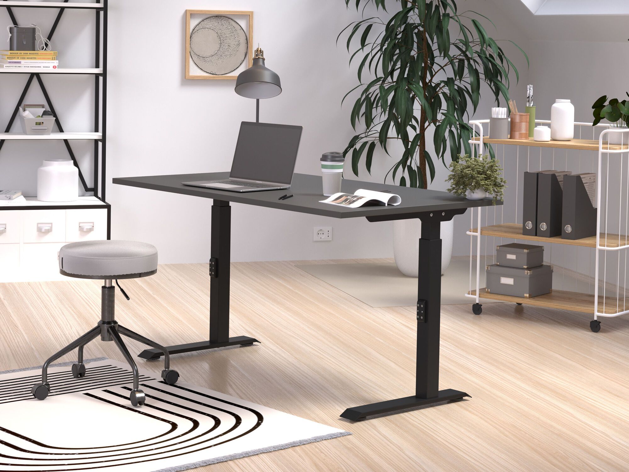 Verstelbaar bureau ROBERT 140 cm grafiet/zwart