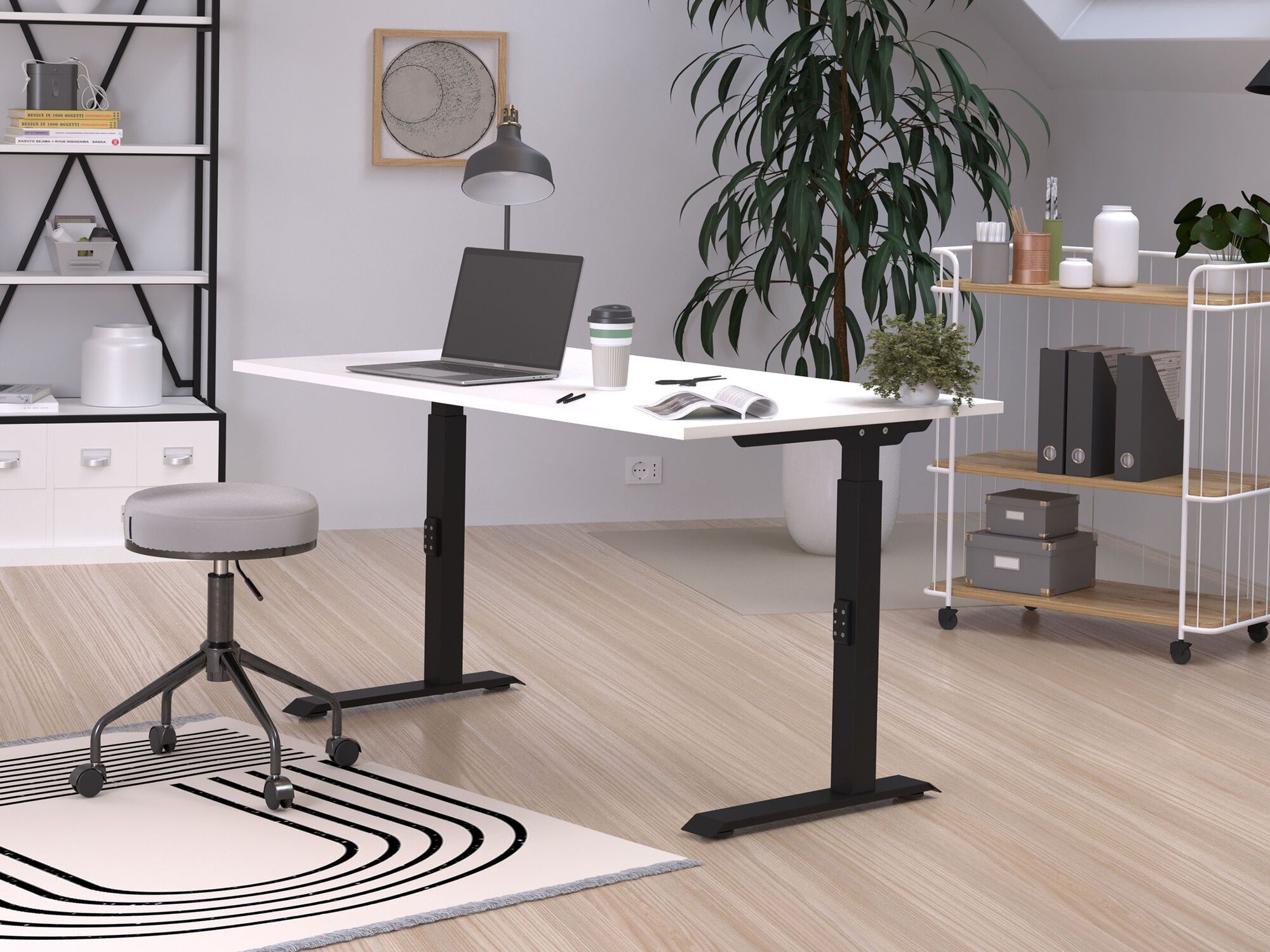 Verstelbaar bureau ROBERT 140 cm wit/zwart