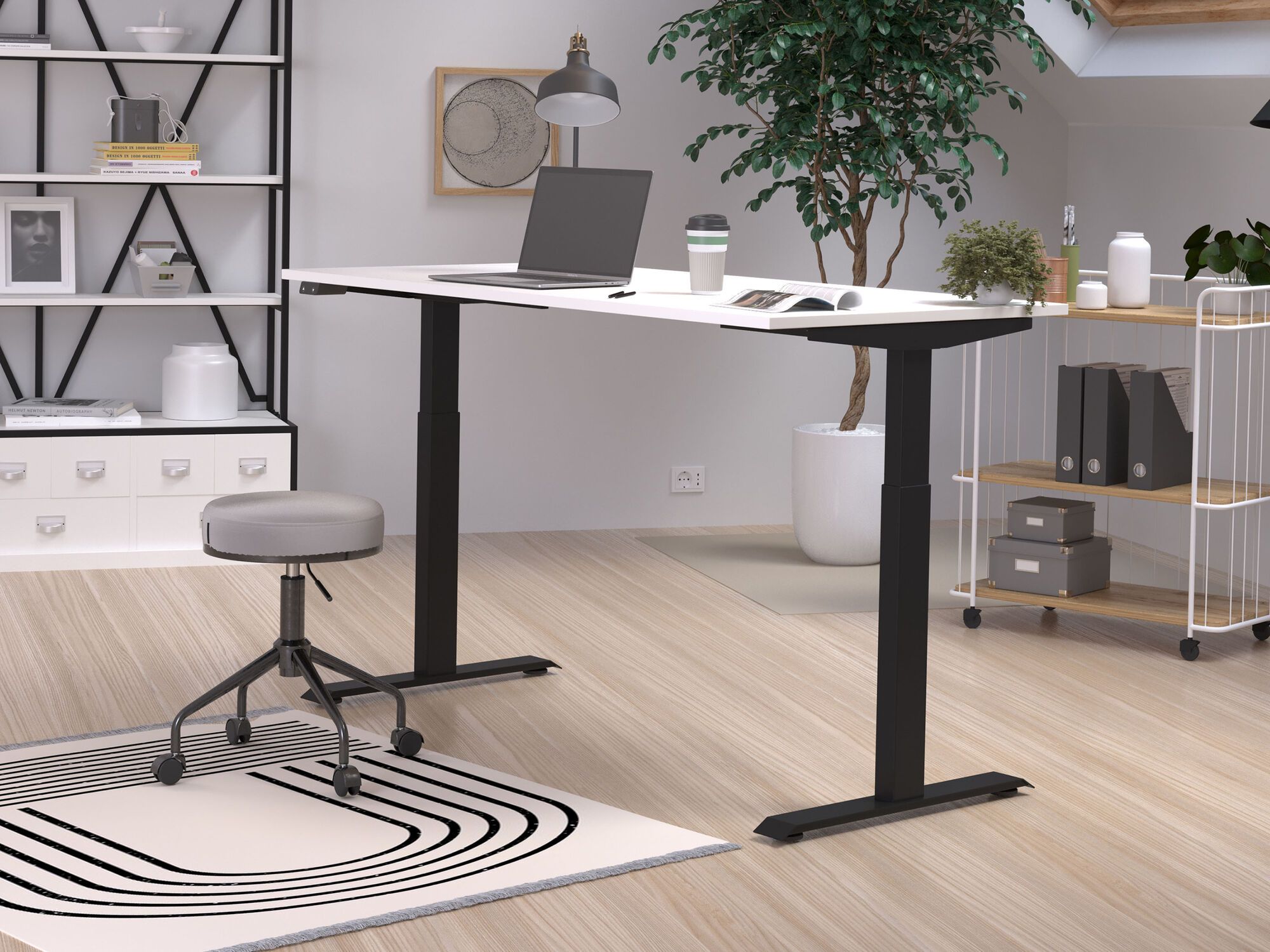 Elektrisch verstelbaar bureau JETLAG 160 cm wit/zwart