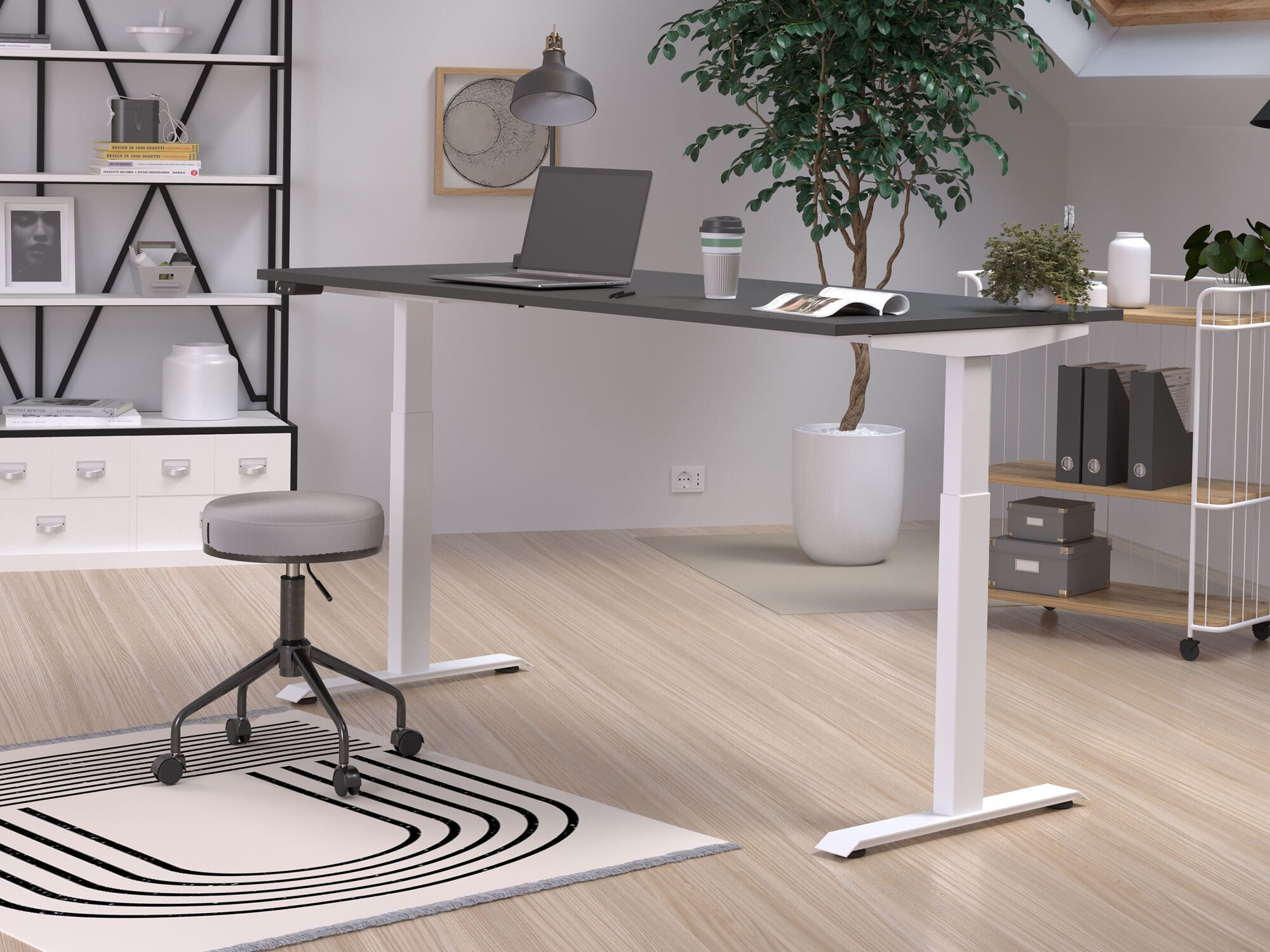 Elektrisch verstelbaar bureau JETLAG 180 cm grafiet/wit