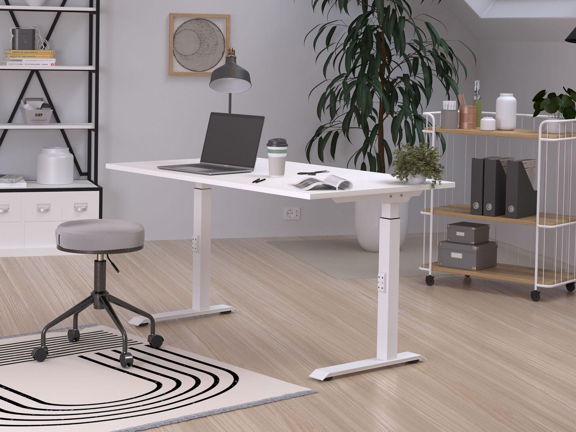 Verstelbaar bureau ROBERT 120 cm wit