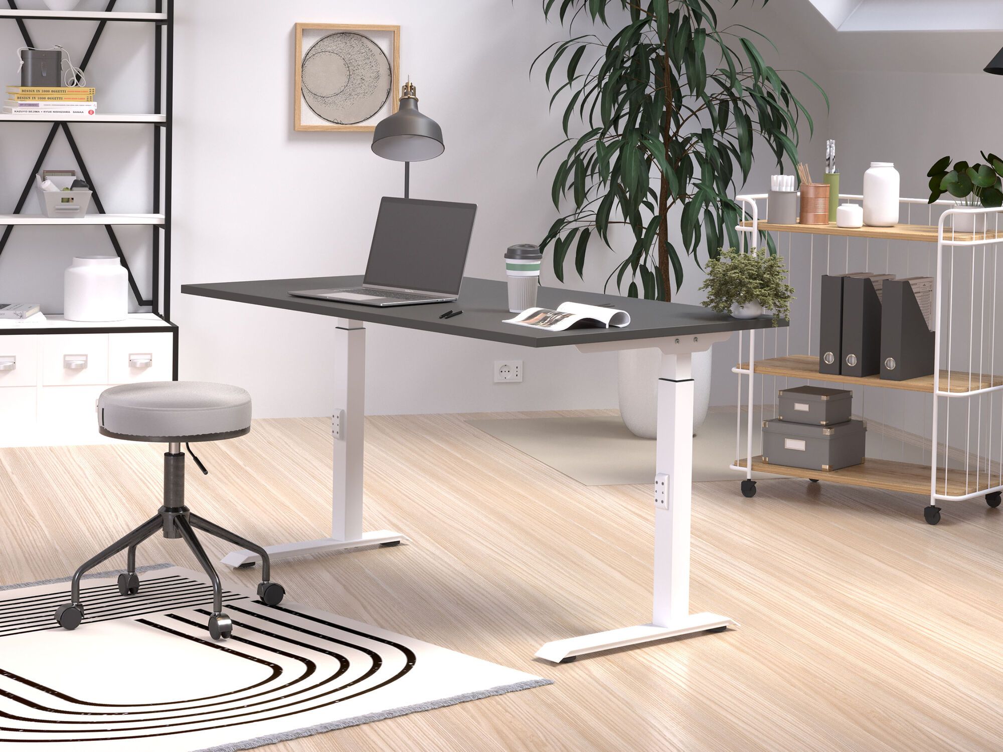 Verstelbaar bureau ROBERT 120 cm grafiet/wit