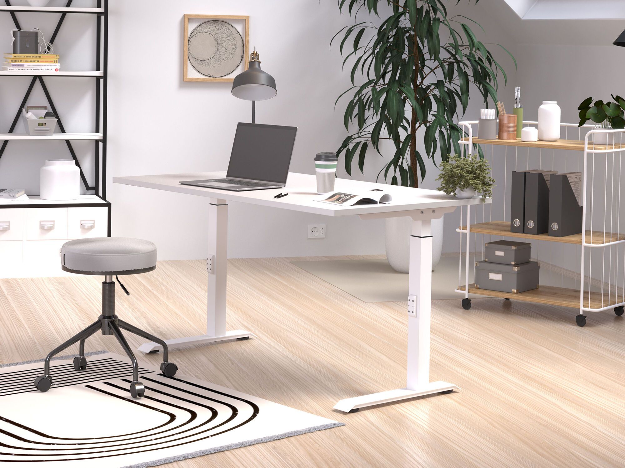 Verstelbaar bureau ROBERT 120 cm kasjmier/wit