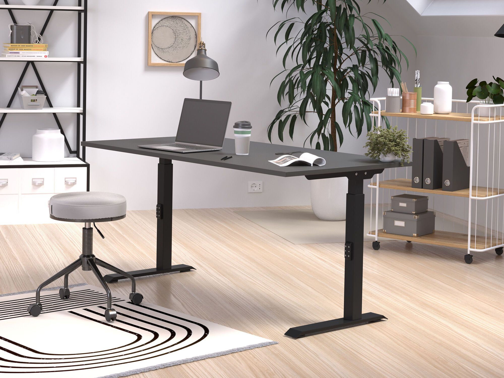 Verstelbaar bureau ROBERT 160 cm grafiet/zwart