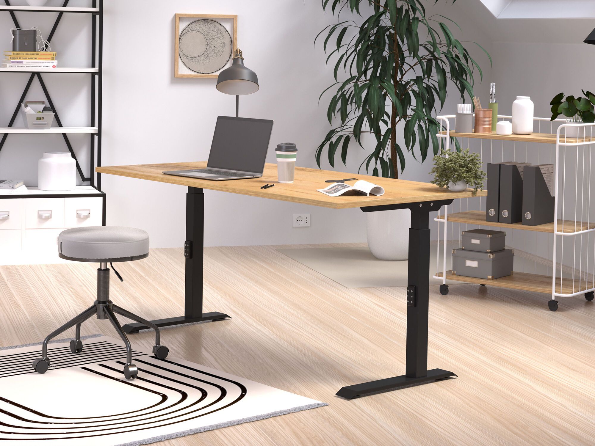 Verstelbaar bureau ROBERT 160 cm navarra eik/zwart