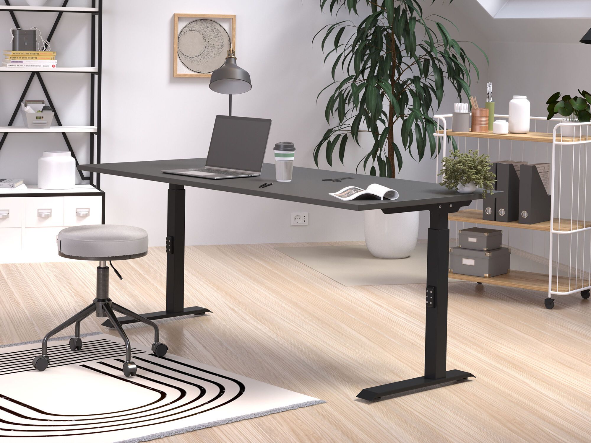 Verstelbaar bureau ROBERT 180 cm grafiet/zwart