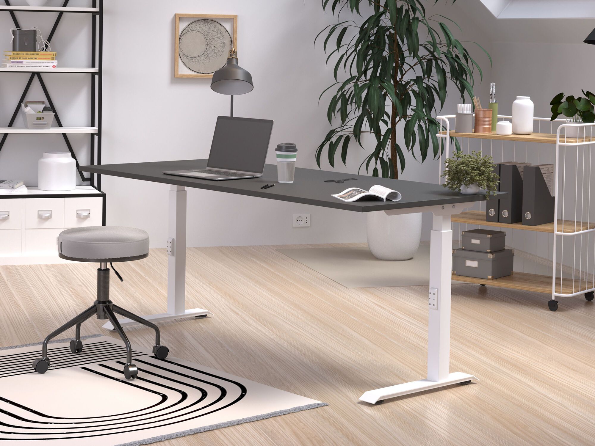 Verstelbaar bureau ROBERT 180 cm grafiet/wit