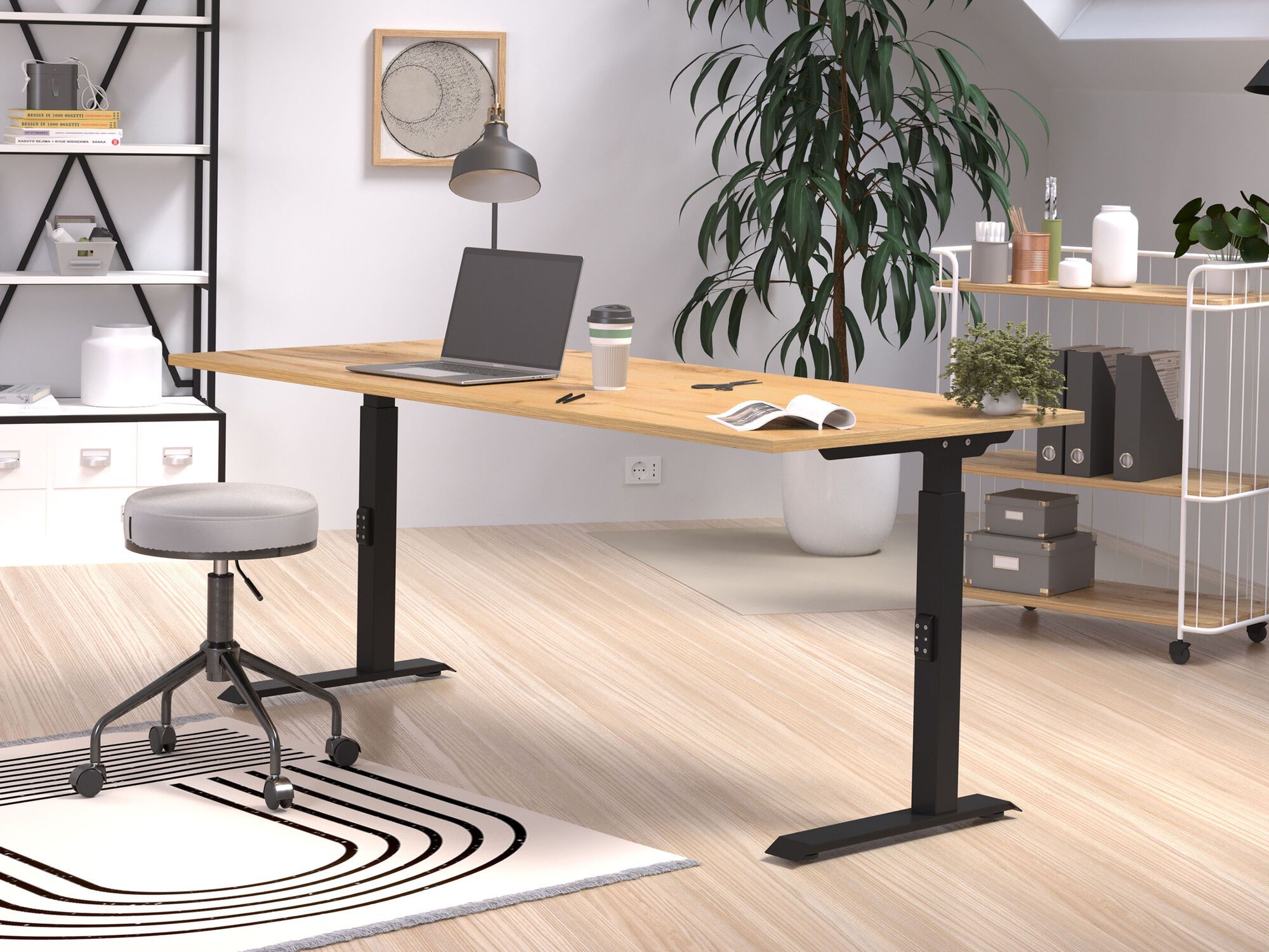 Verstelbaar bureau ROBERT 180 cm navarra eik/zwart