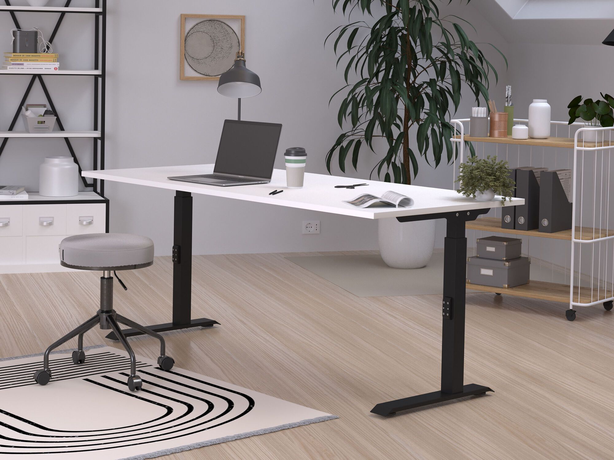 Verstelbaar bureau ROBERT 180 cm wit/zwart