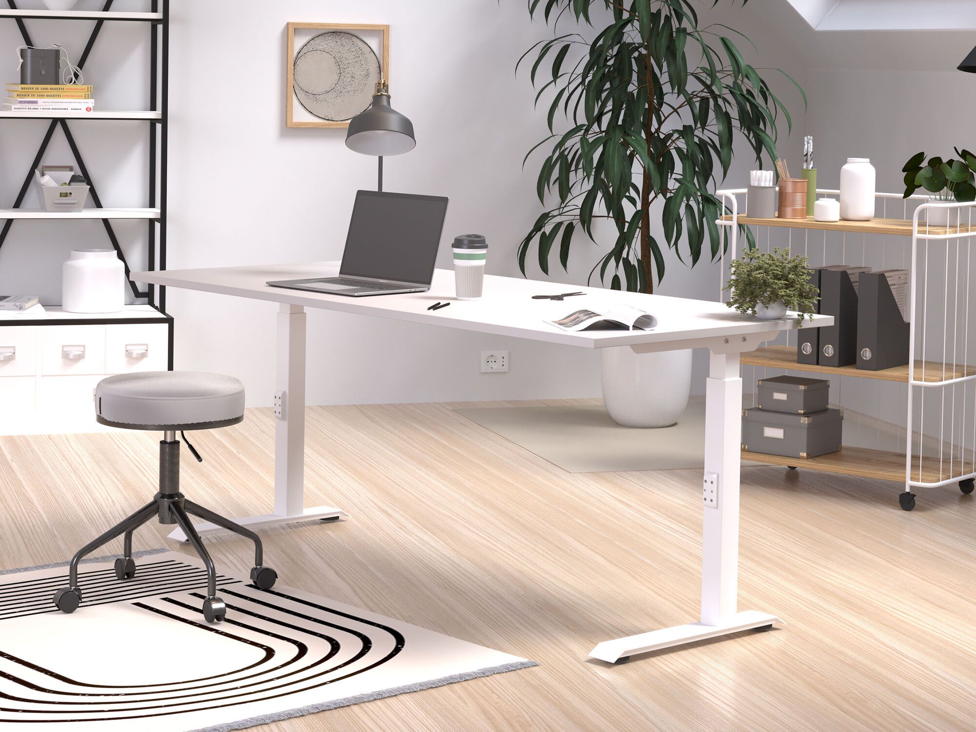 Verstelbaar bureau ROBERT 180 cm kasjmier/wit