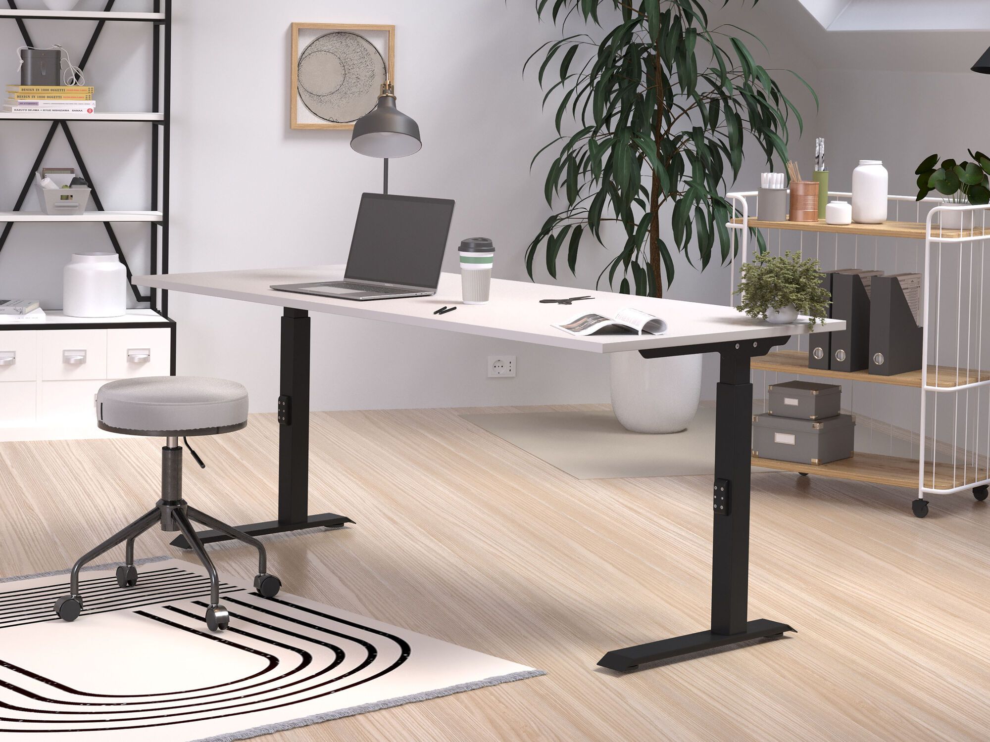 Verstelbaar bureau ROBERT 180 cm kasjmier/zwart