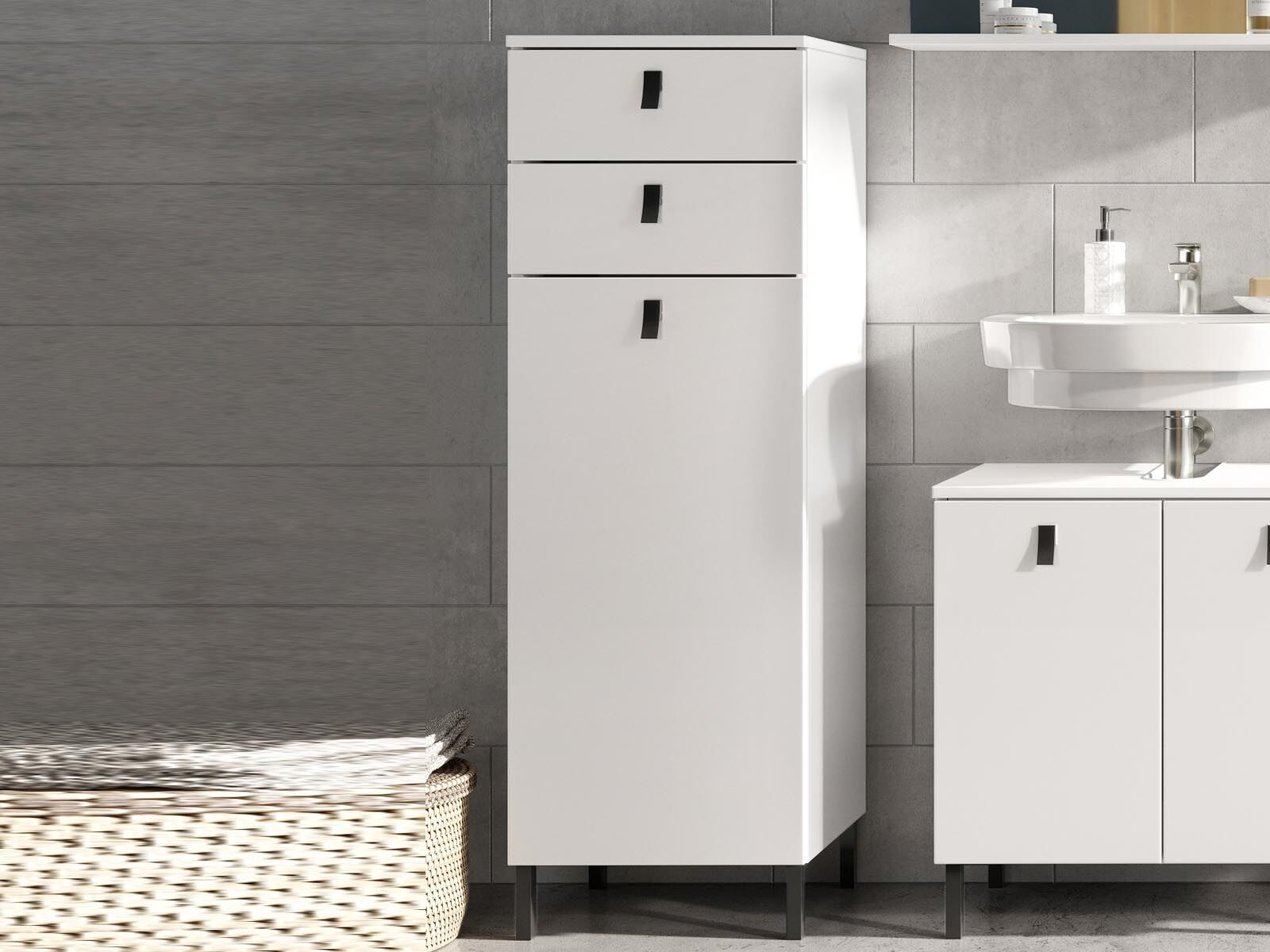 Onderkast TULLY 1 deur 2 lades wit 